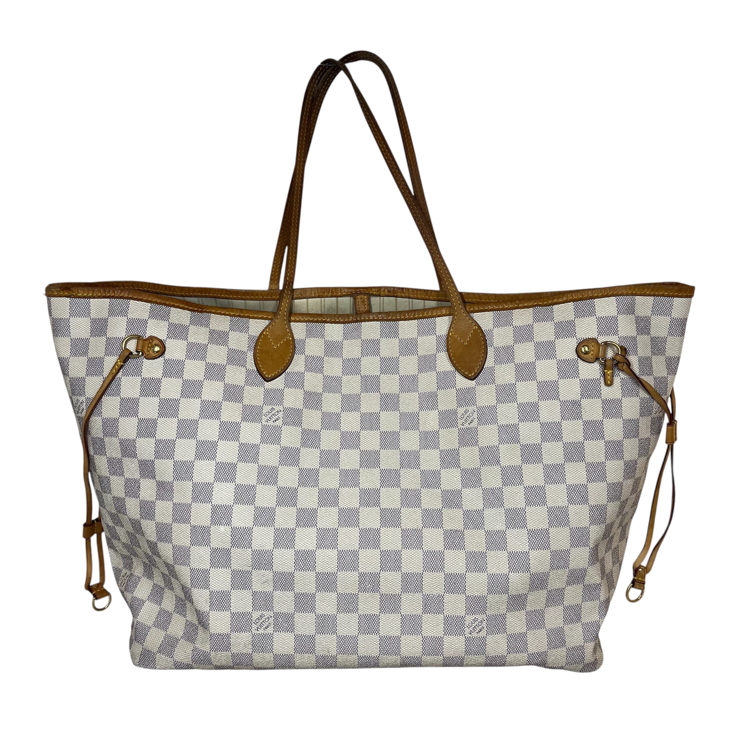 LOUIS VUITTON/Tote Bag/All Over Print/Leather/CRM/Damier Azur Neverfull view 1