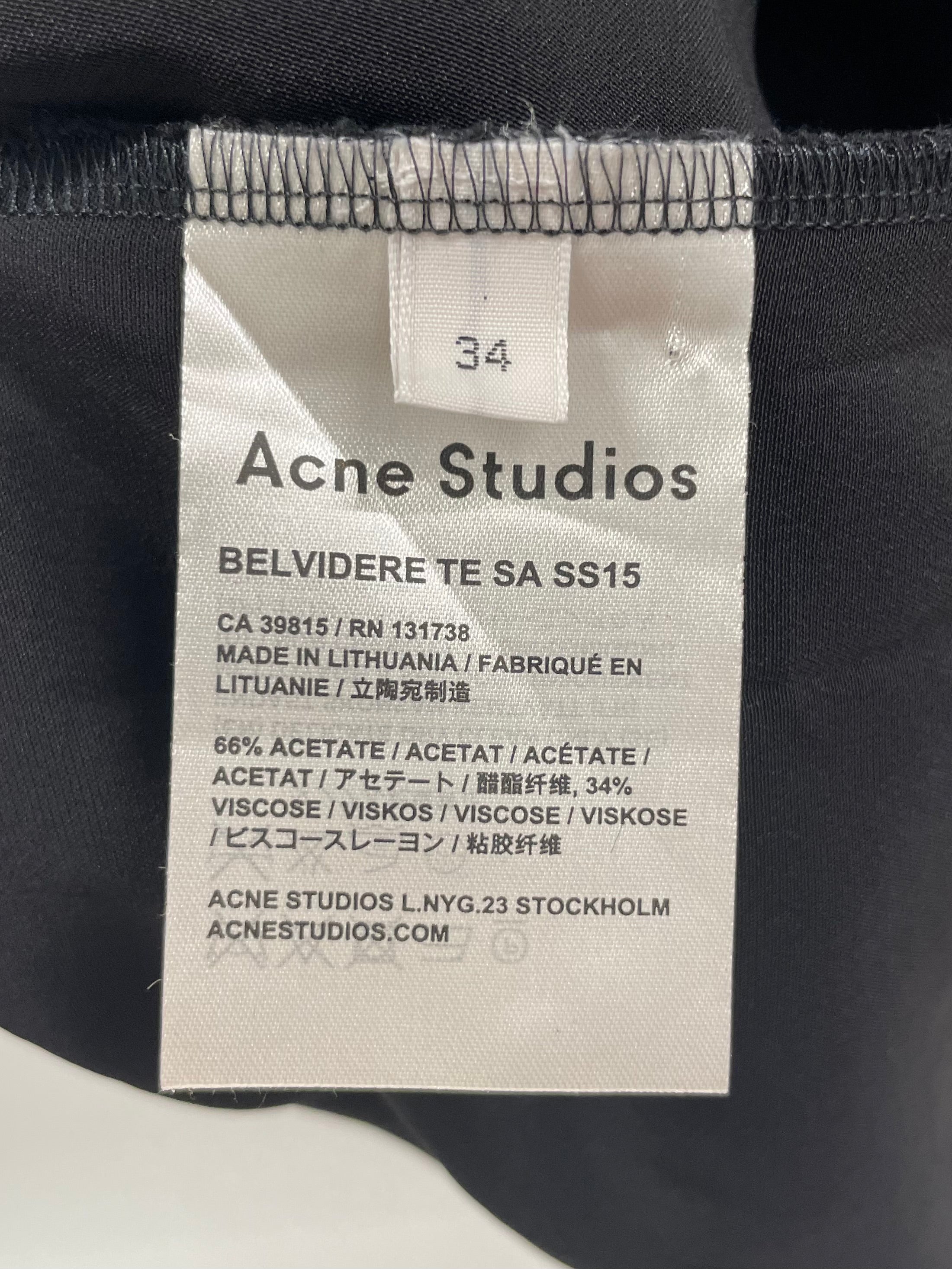 Acne Studios/SS Dress/34/Silk/BLK/39815/RN 131738/3 GLD BUTTON view 4