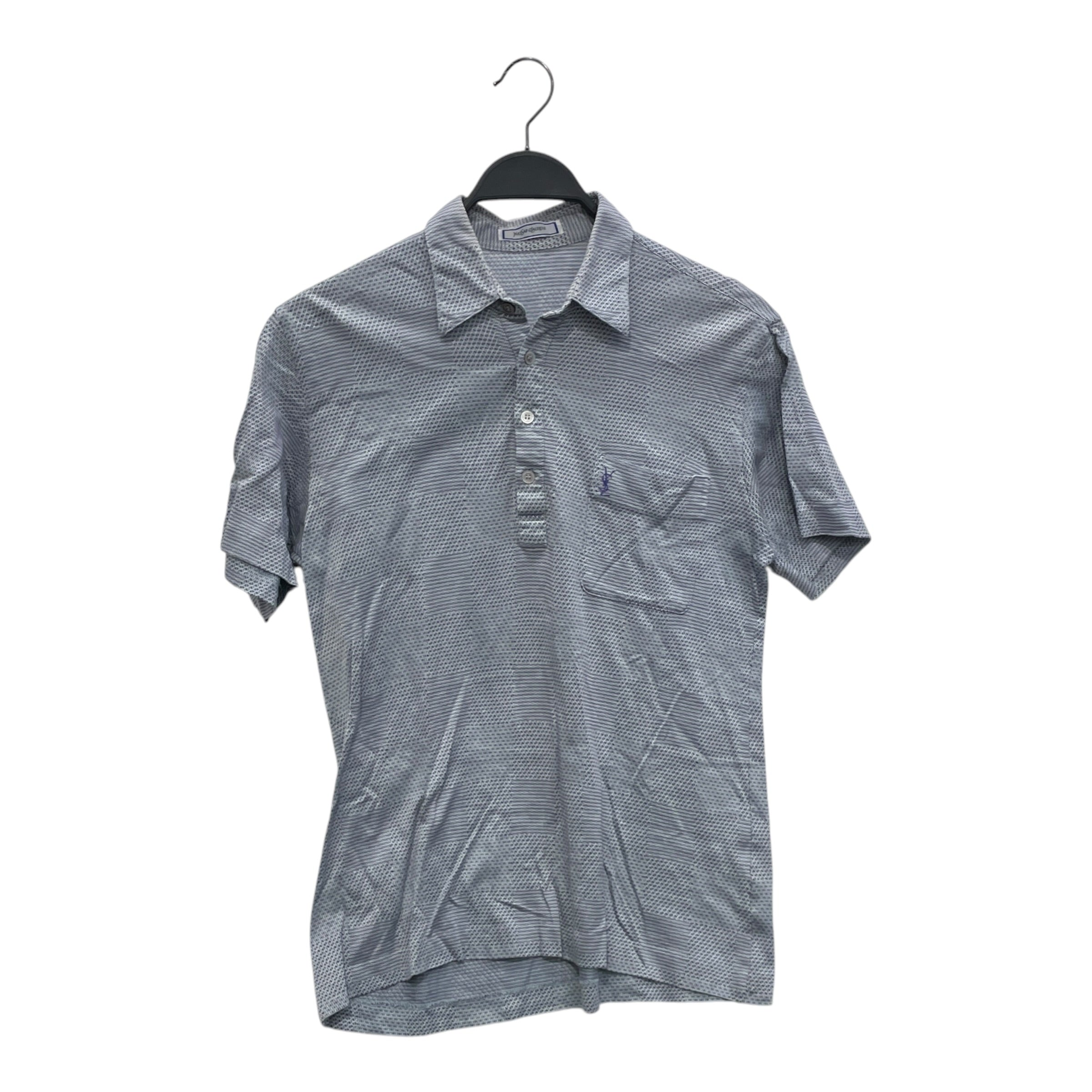 YVES SAINT LAURENT/Polo Shirt/M/Cotton/BLU/All Over Print/VARIED PATTERN/PPL LOGO view 1