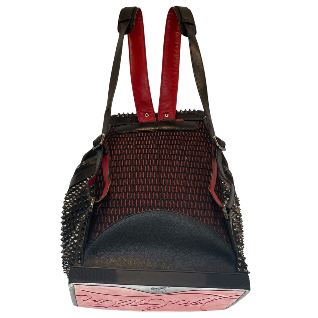 Christian Louboutin/Backpack/Leather/Black/red interior/spiked studded ...