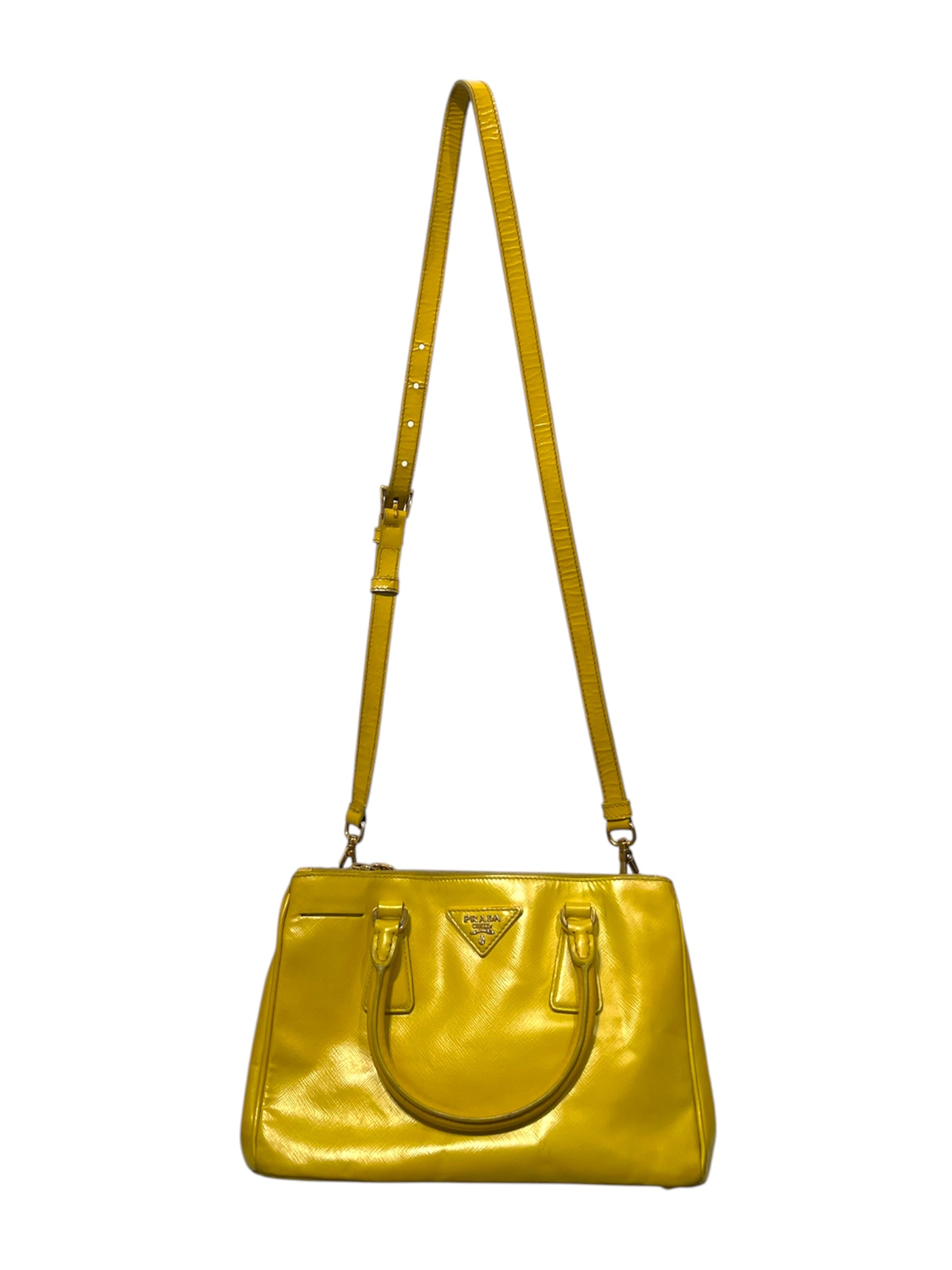 PRADA/Bag/Leather/YEL/prada yllw saffiano galleria view 1