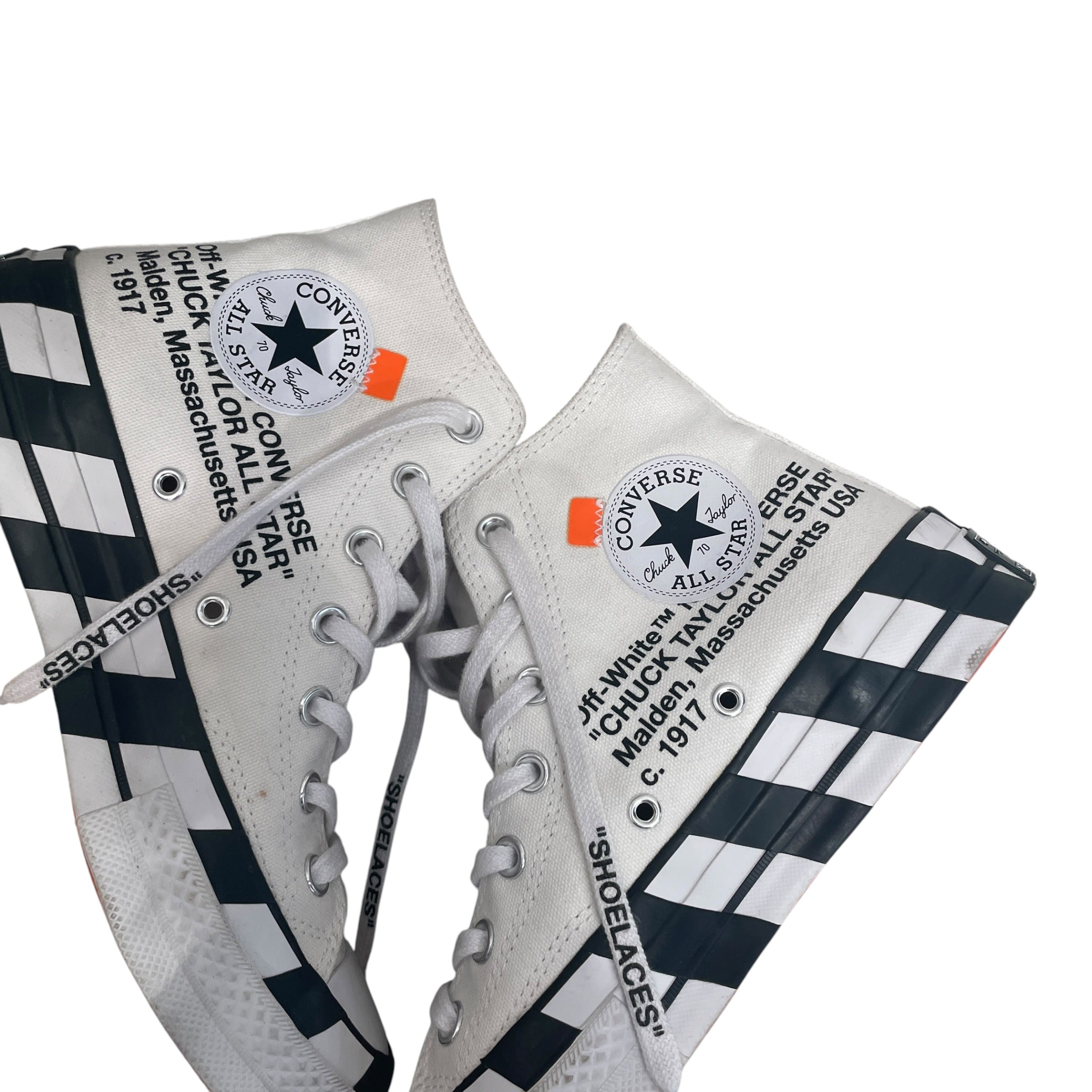 OFF-WHITE/CONVERSE/Hi-Sneakers/US 8/Stripe/Cotton/WHT/CHUCK 70/INDUSTRIAL TEXT view 5