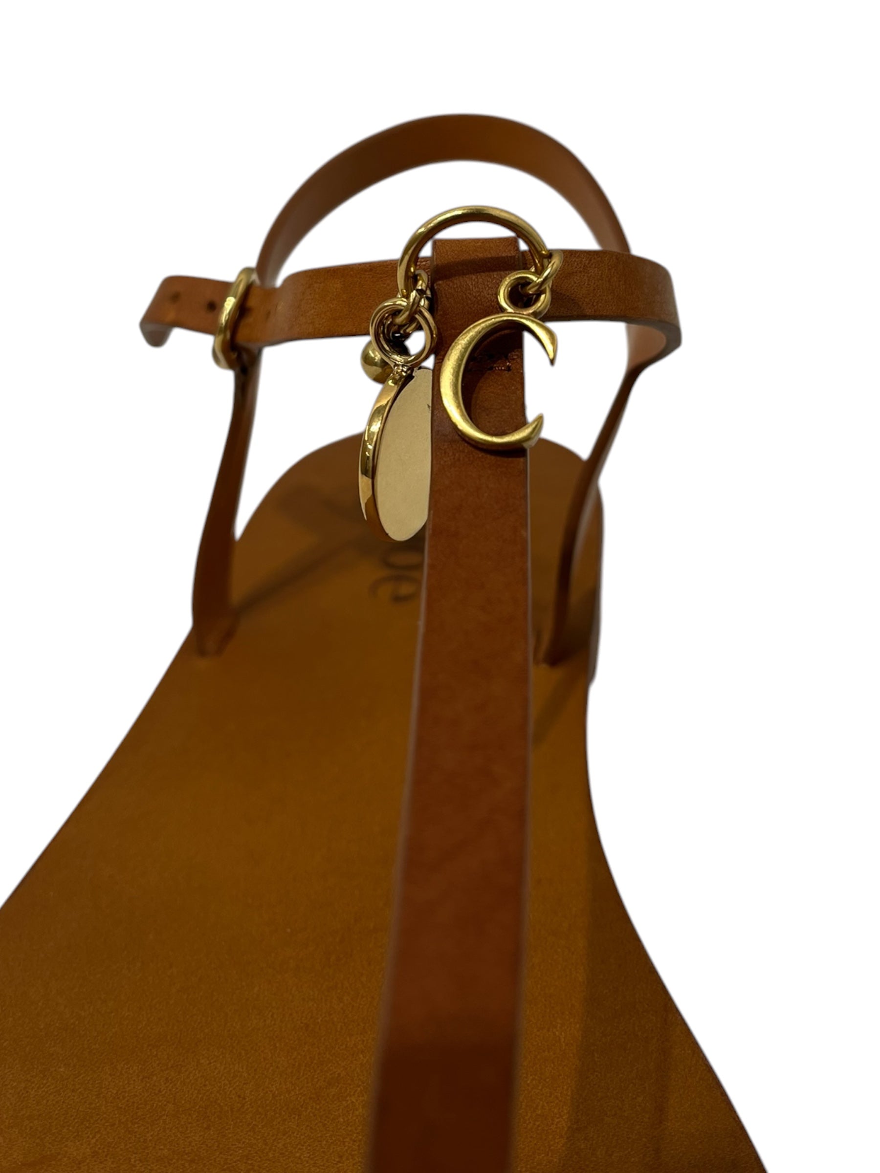 Chloe/Sandals/EU 40/Leather/BRW/Ankle Strap/GOLD LOGO CHARMS THONG view 8