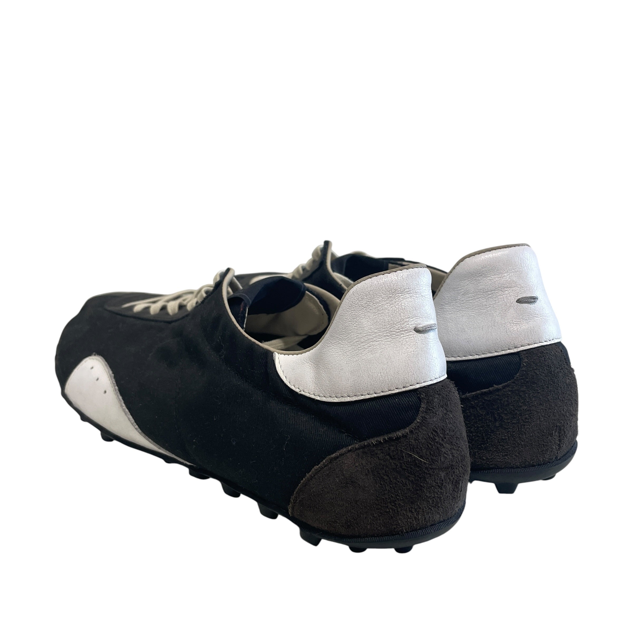 Maison Margiela/Low-Sneakers/US 12/Cotton/BLK/blk trainers/wht leather view 2