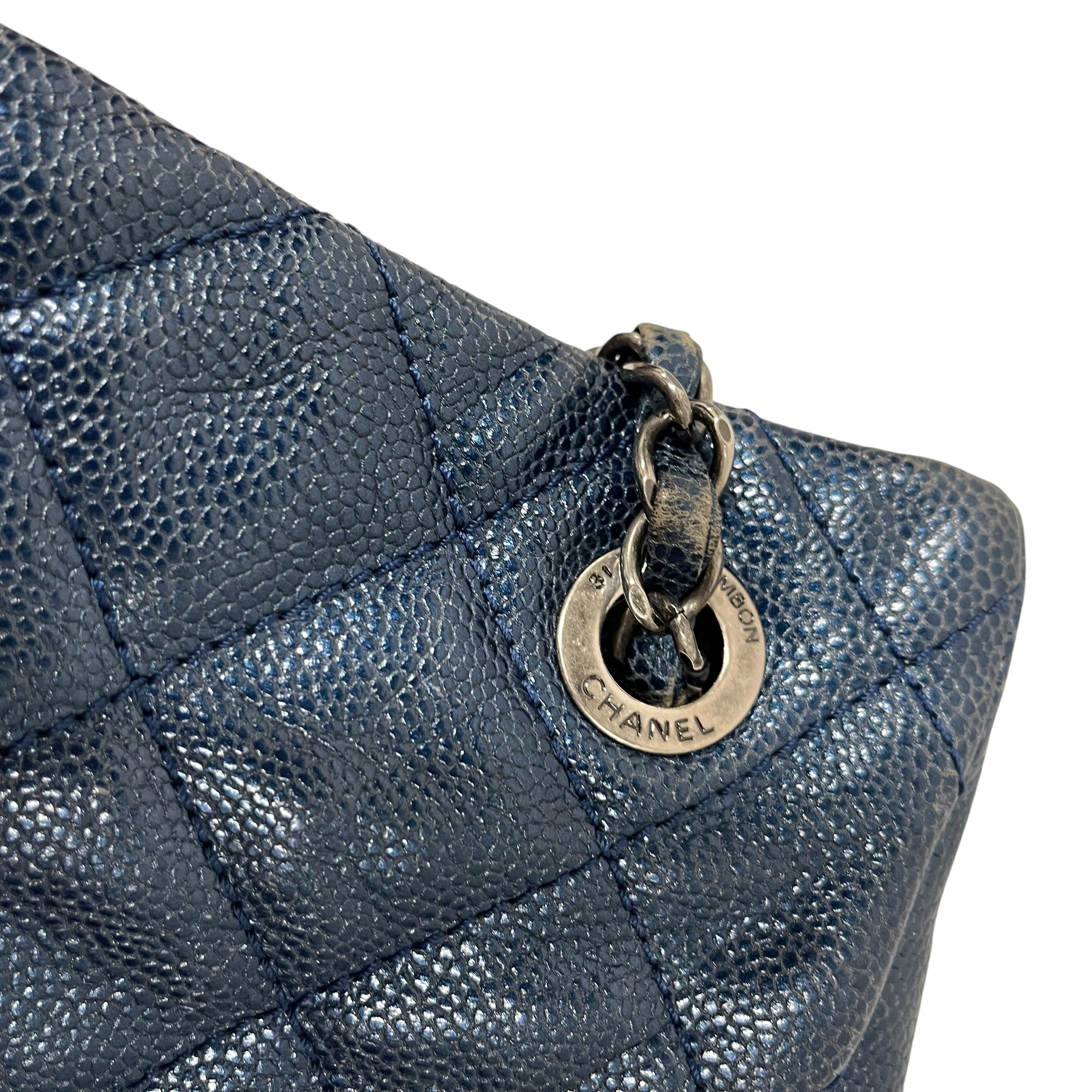 CHANEL/Tote Bag/Leather/BLU/Quilted shopping tote view 10
