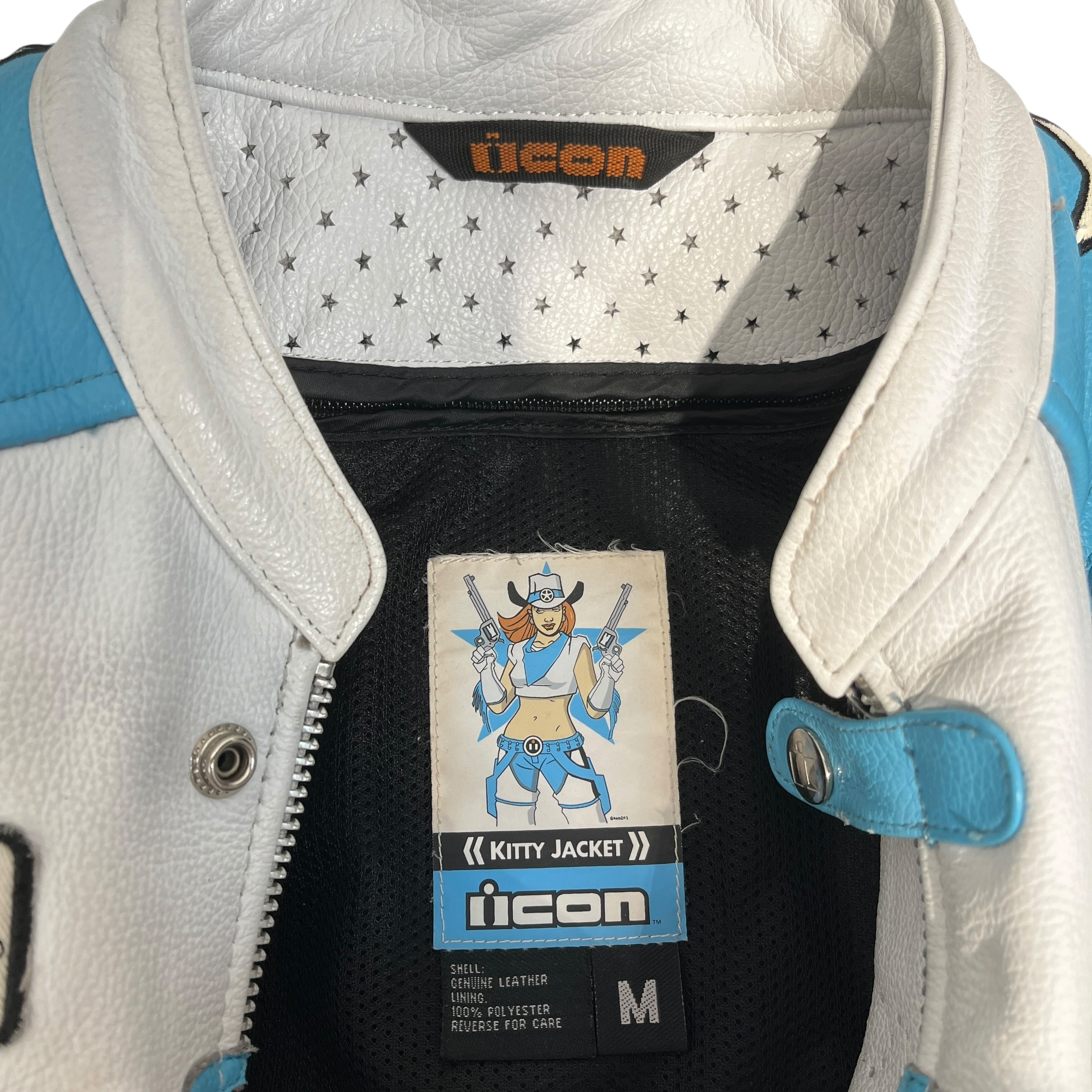 ICON/Leather Jkt/M/Leather/WHT/KITTY RACING JACKET (AS IS) view 3