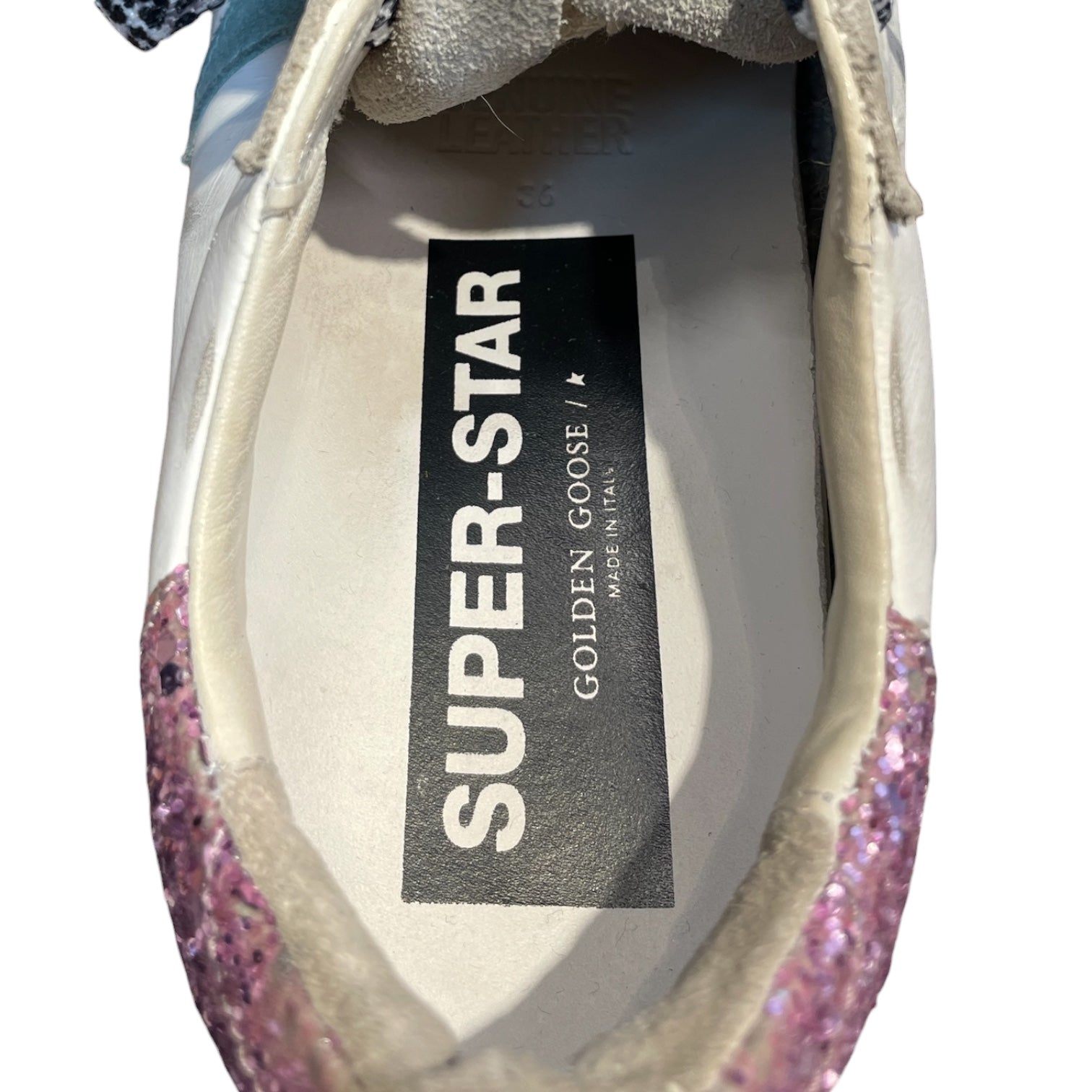 GOLDEN GOOSE/Low-Sneakers/EU 36/Leather/WHT/PINK HEEL AQUA STAR ORN TONGUE view 3