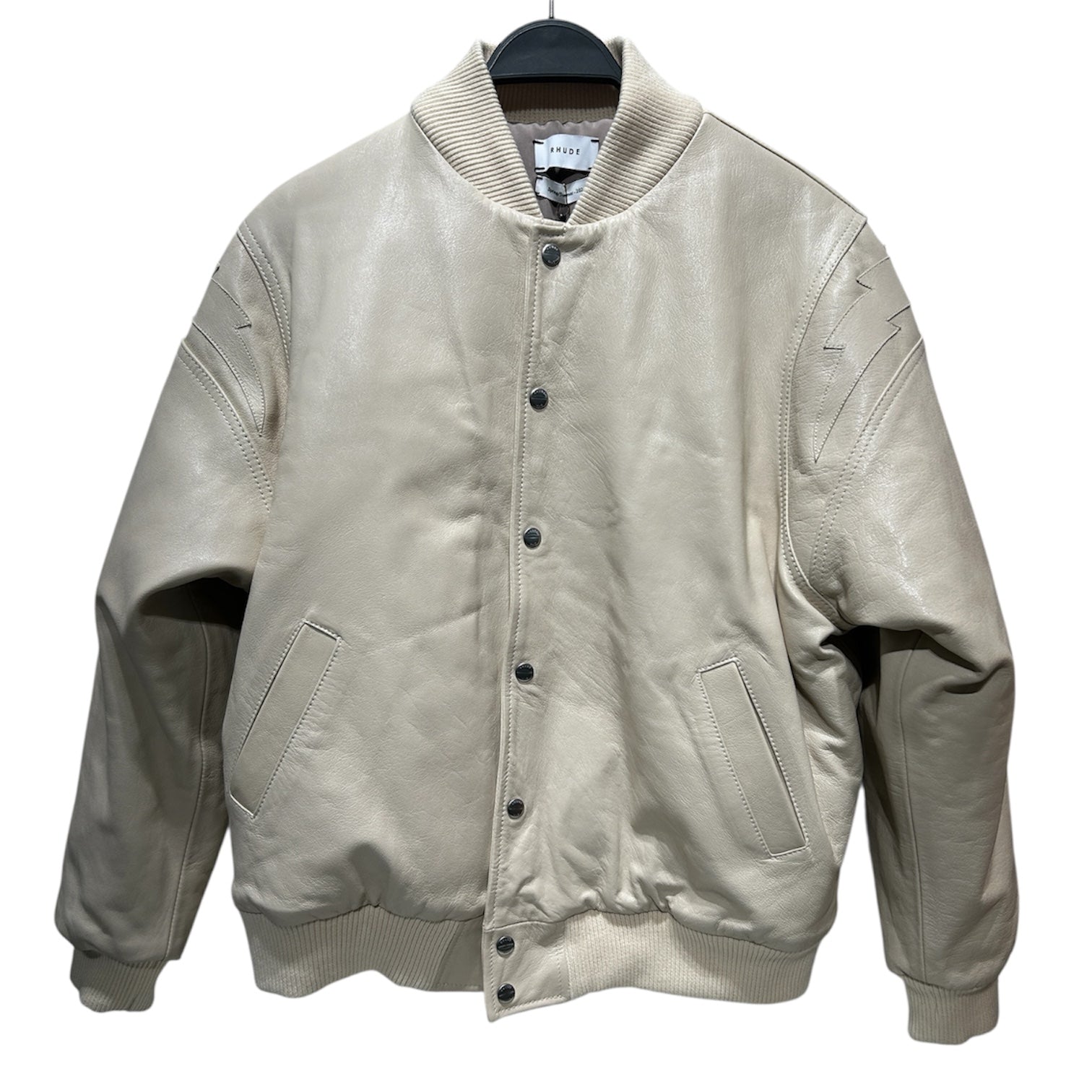 RHUDE/Leather Jkt/L/Leather/CRM/BACK SPELLOUT view 1