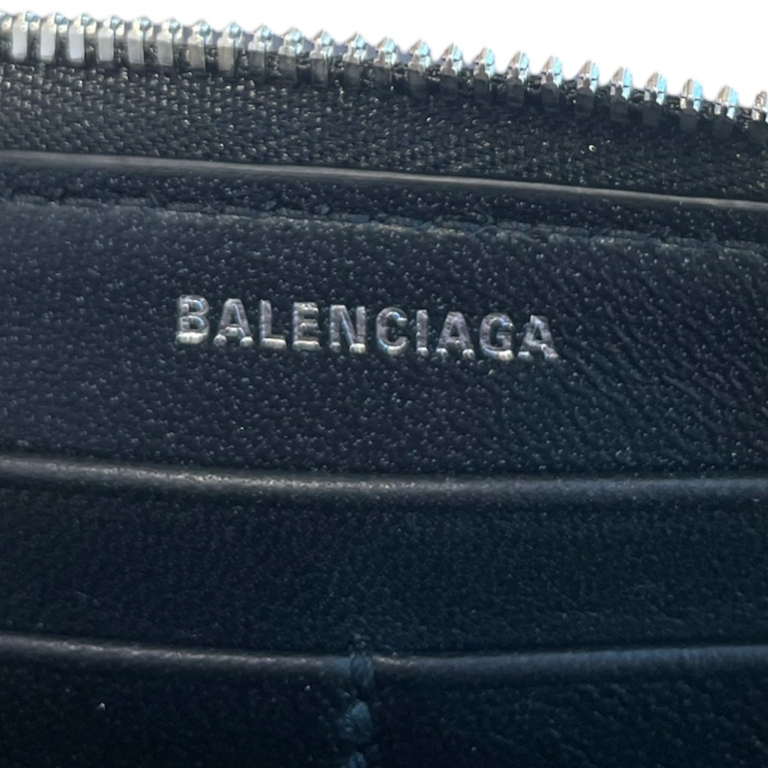 BALENCIAGA/Long Wallet/Leather/BLK/black long wallet/ white logo view 5