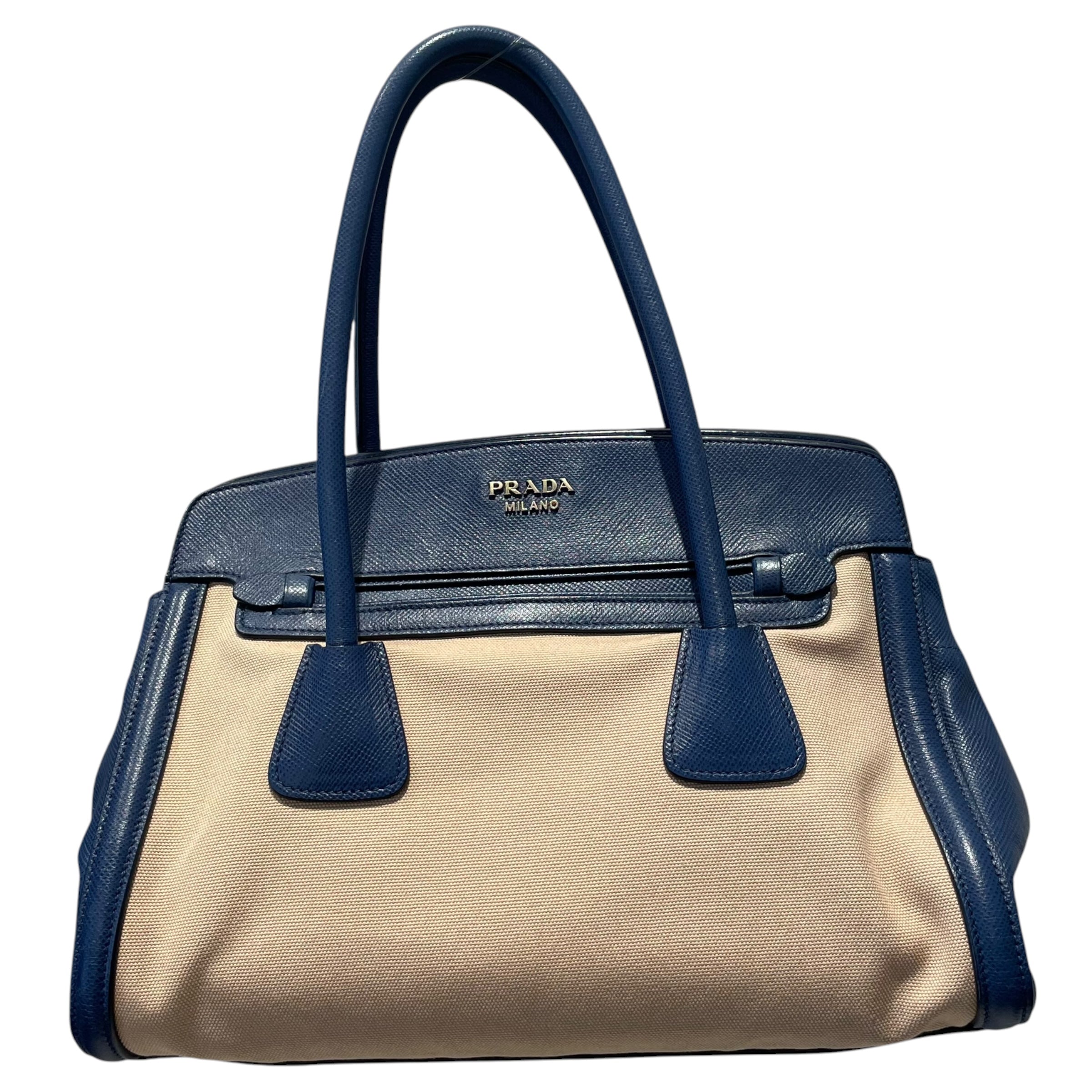 PRADA/Tote Bag/Leather/NVY/Cuir Frame COnvertible Tote view 1