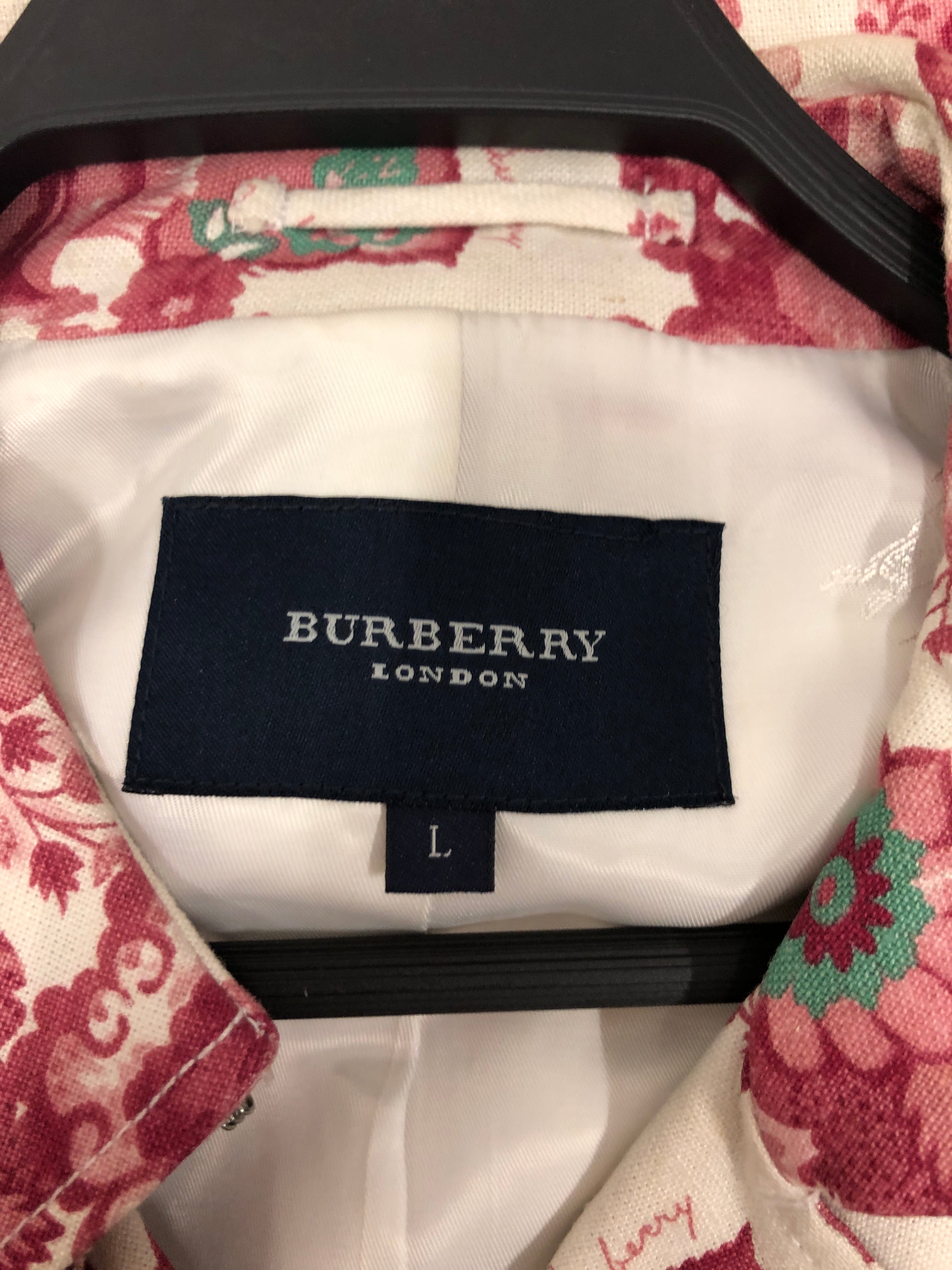 BURBERRY LONDON/Tailored Jkt/L/Floral Pattern/PNK/Double Breasted/LINEN BLEND view 3