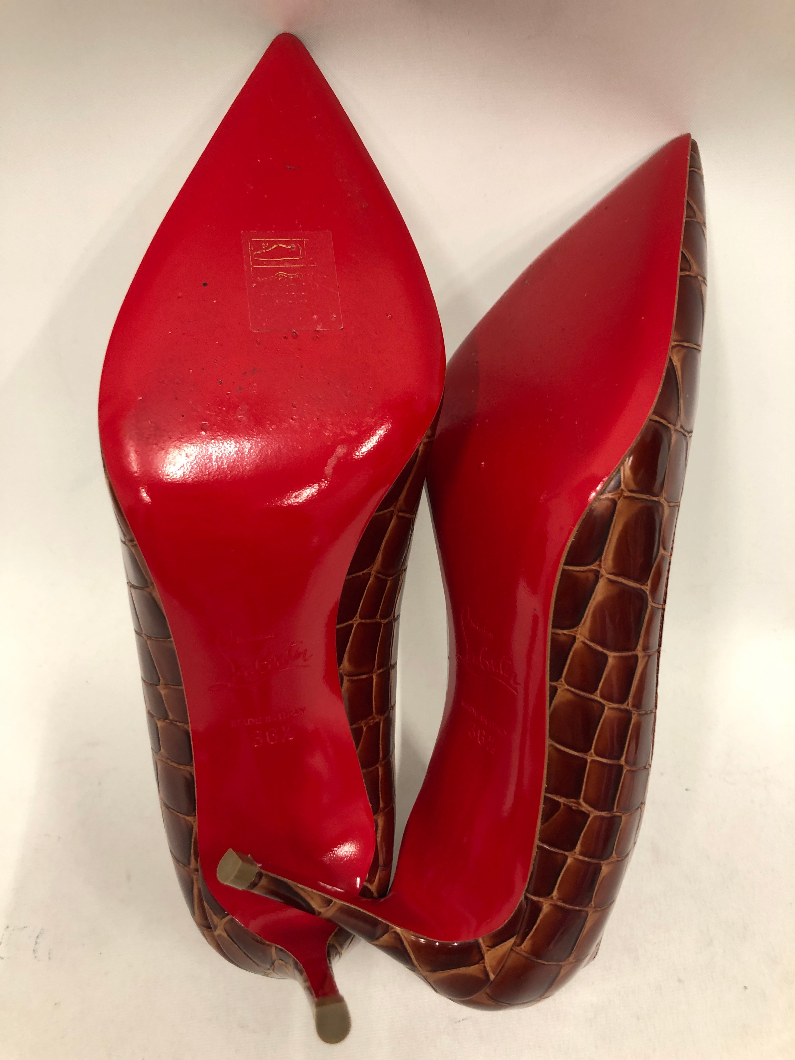 Christian Louboutin/Heels/EU 36.5/Animal Pattern/Leather/BRW/KATE croc embossed leather view 4