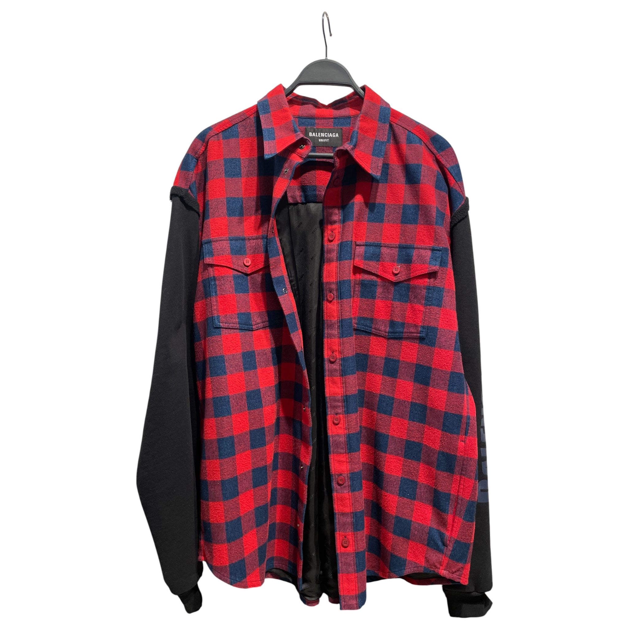 BALENCIAGA/Flannel Shirt/M/Cotton/RED/Plaid/hybrid button up flannel view 1