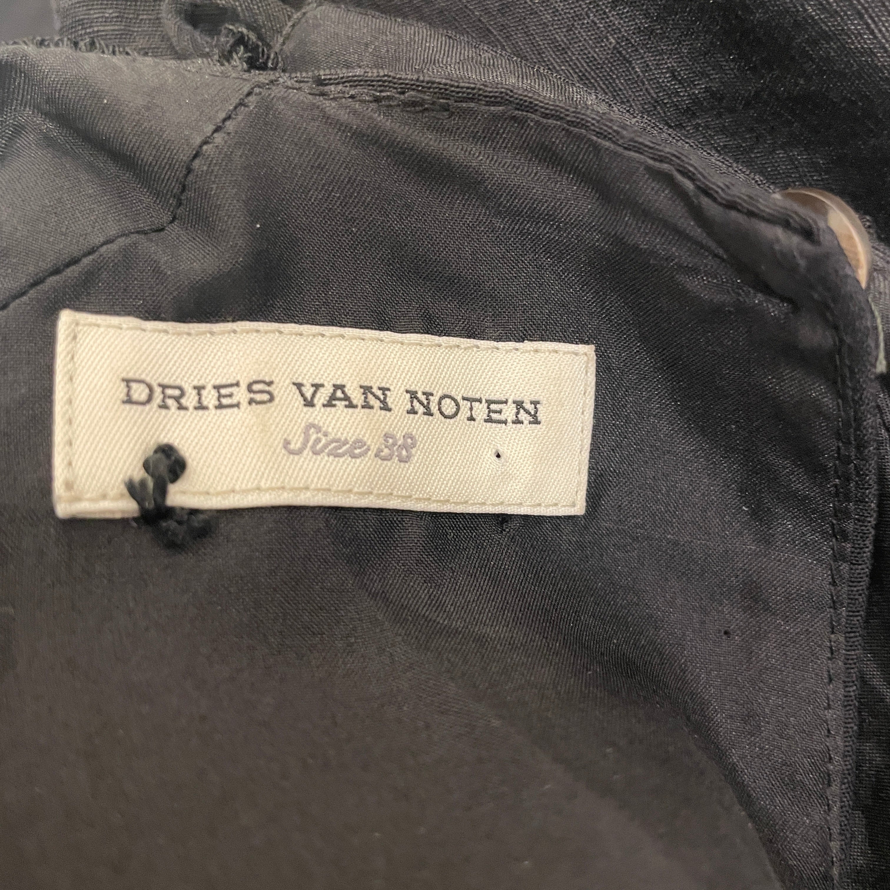 DRIES VAN NOTEN/SL Dress/38/Polyester/BLK/RUFFLED BREAST/BACK view 3