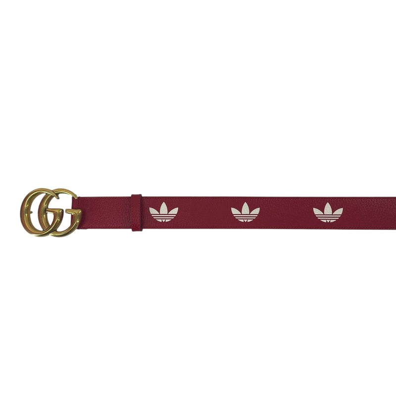 GUCCI/adidas/Belt/Leather/RED/THREE STRIPE GOLD LOGO