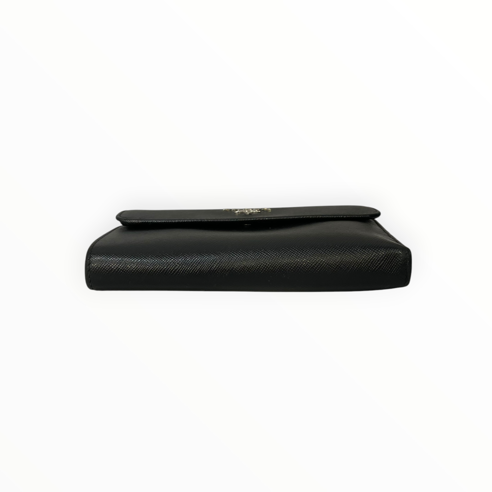 PRADA/Trifold Wallet/Leather/BLK/M's/saffiano multi compartment view 3