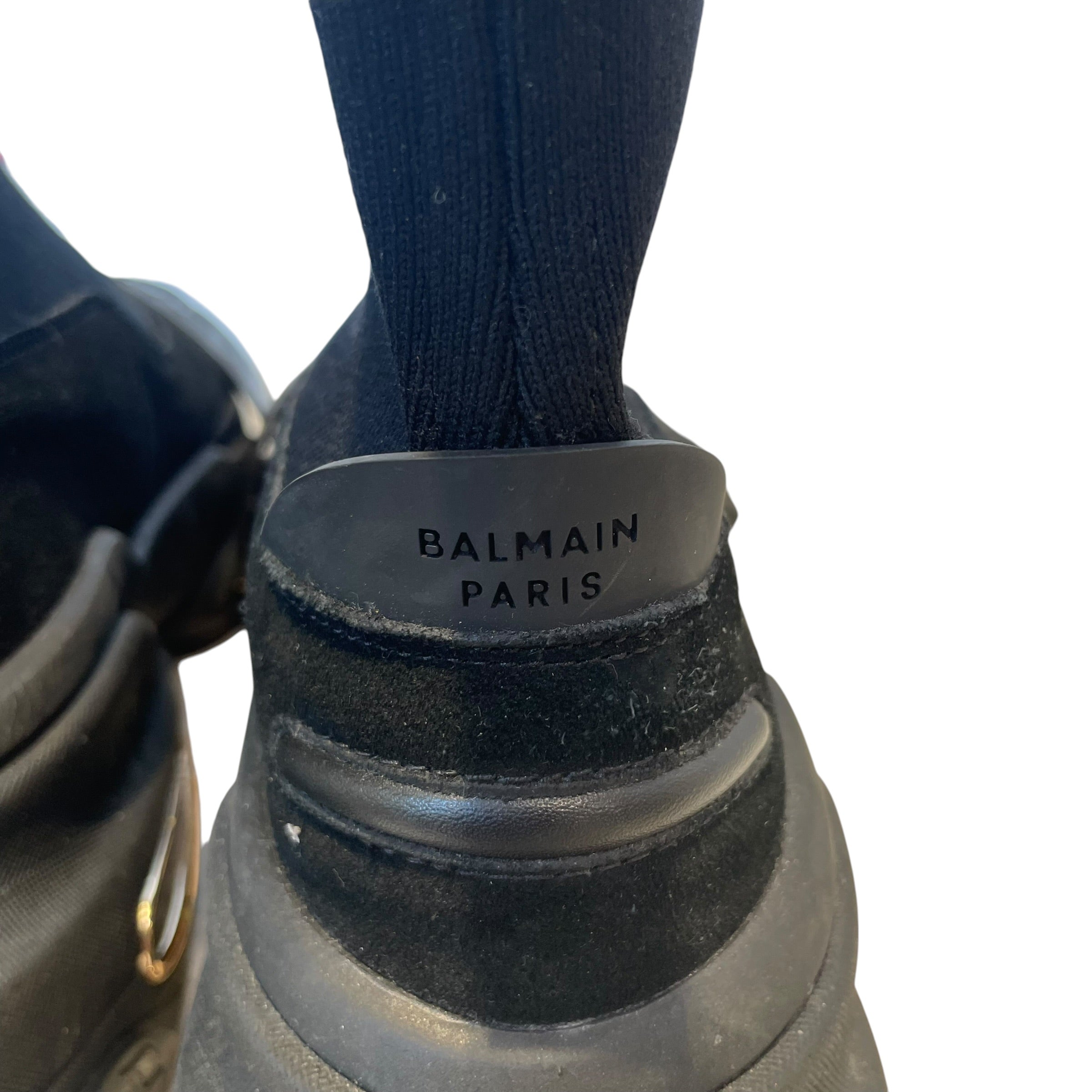 BALMAIN/Hi-Sneakers/US 10/Cotton/BLK/Gld on bottom/B in gld view 5