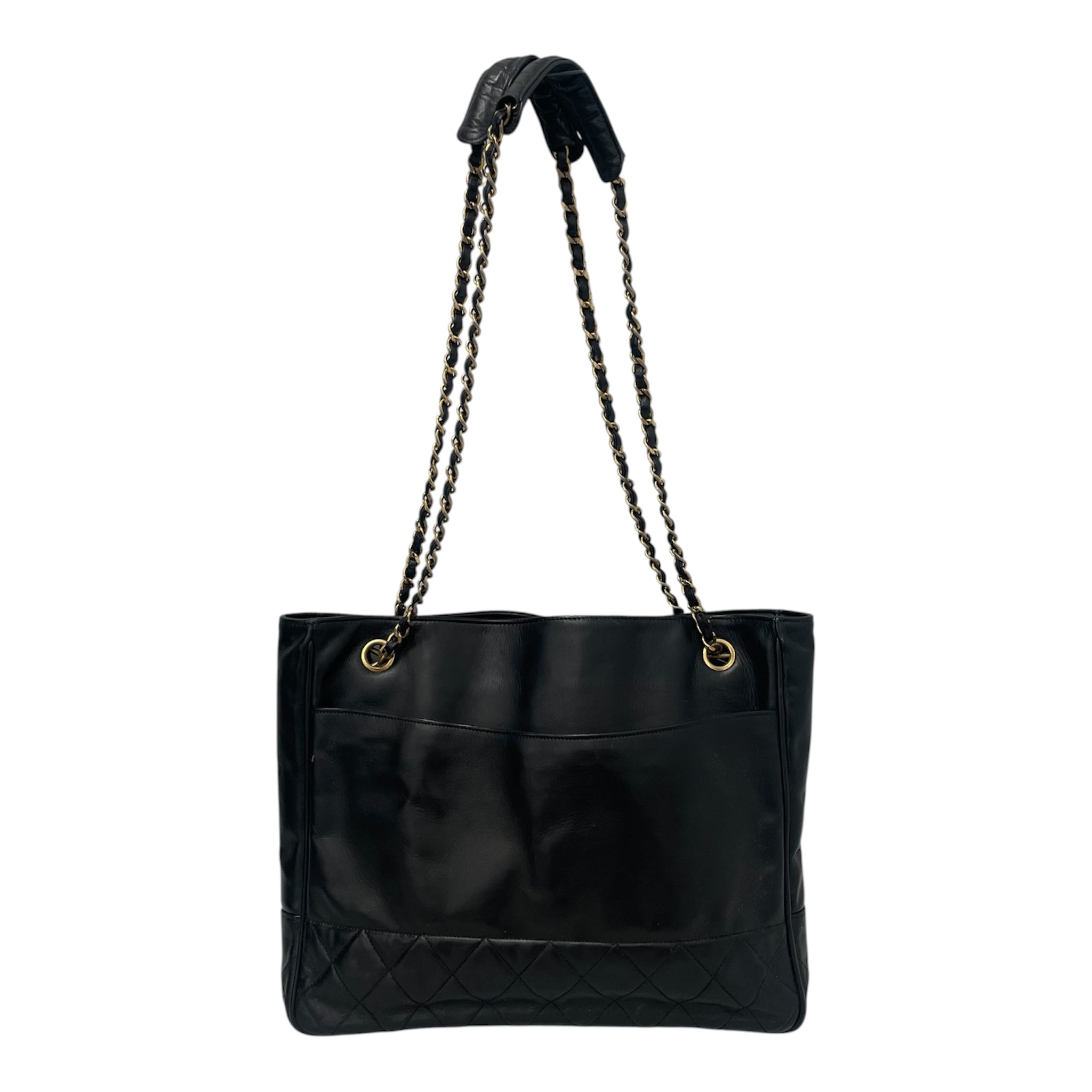 CHANEL/Tote Bag/Leather/BLK/VINTAGECHAINTOTE view 2