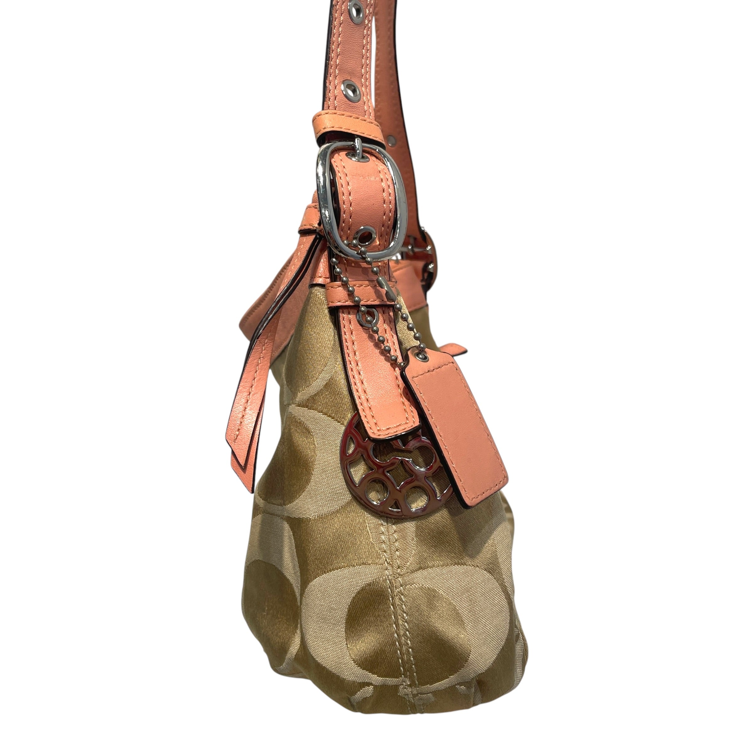 COACH/Hand Bag/Leather/PNK/Cotton Monogram Hobo Bag view 2