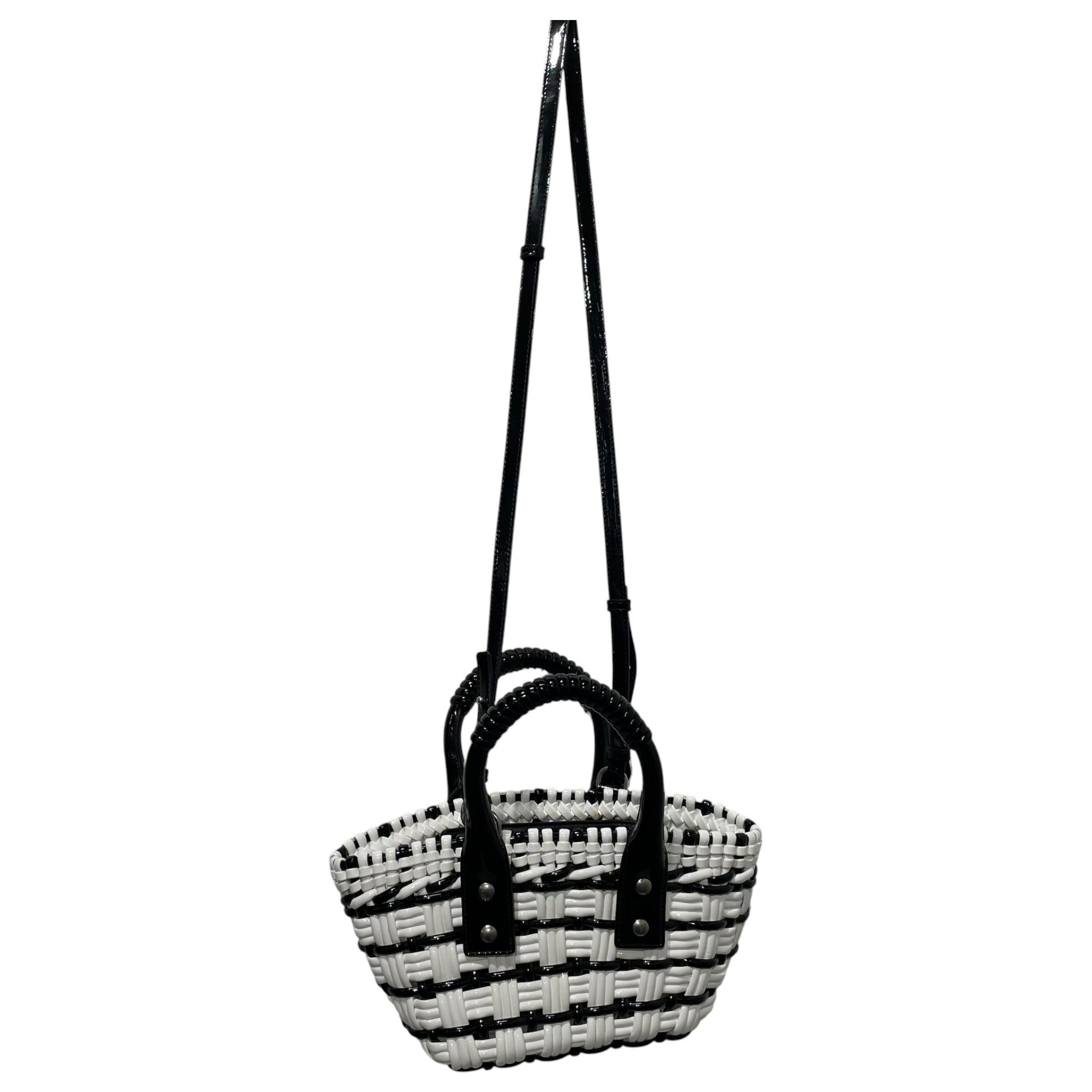 BALENCIAGA/Hand Bag/Stripe/WHT/PLASTIC BASKET BLK view 1
