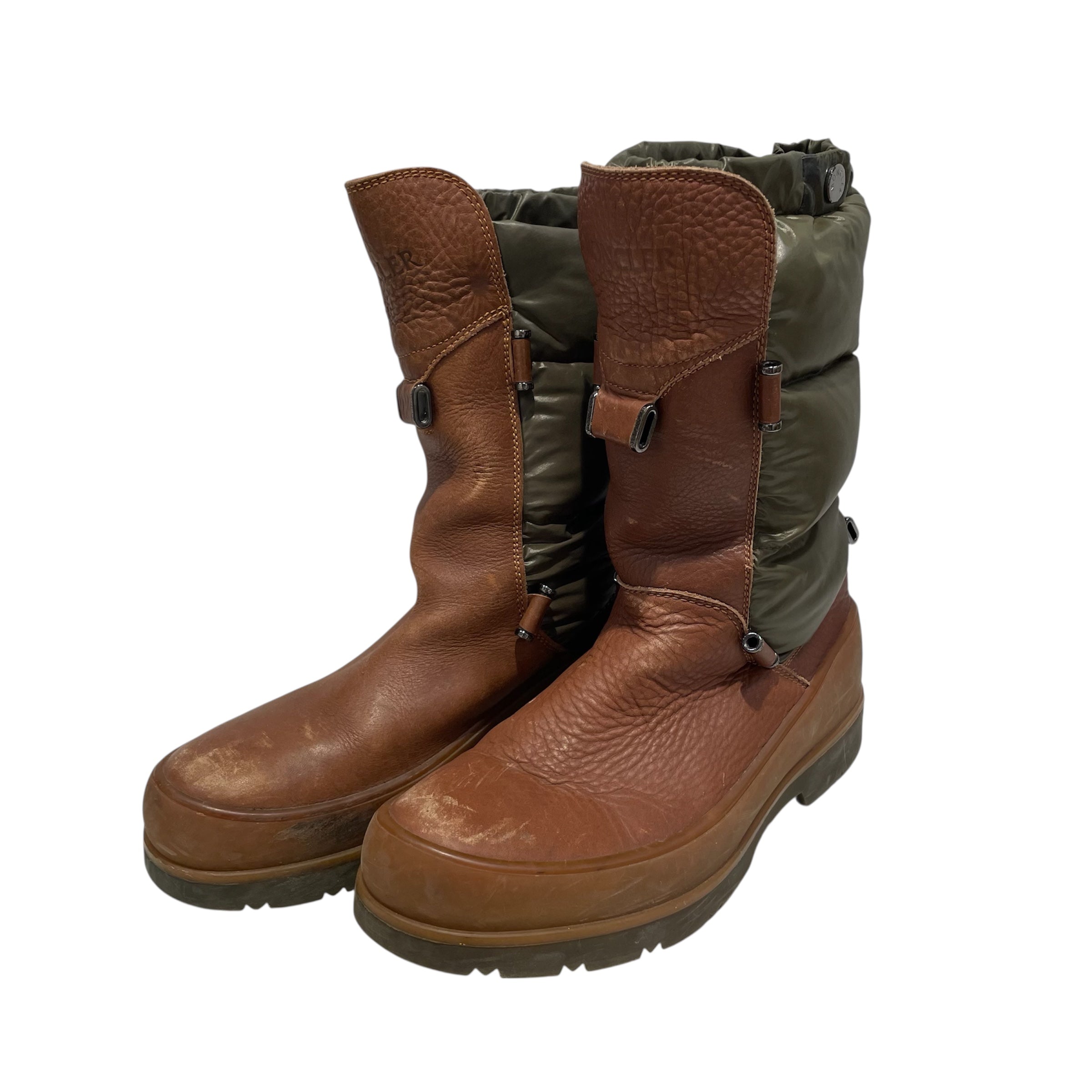 MONCLER/Pull-On Boots/US 8.5/Leather/BRW/BROWN/GRN PUFFER BOOTS view 2