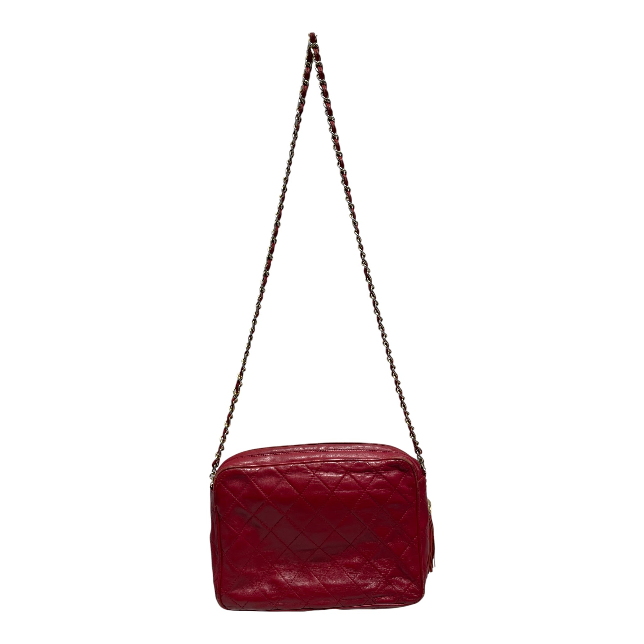 CHANEL/Cross Body Bag/Leather/RED/ view 2