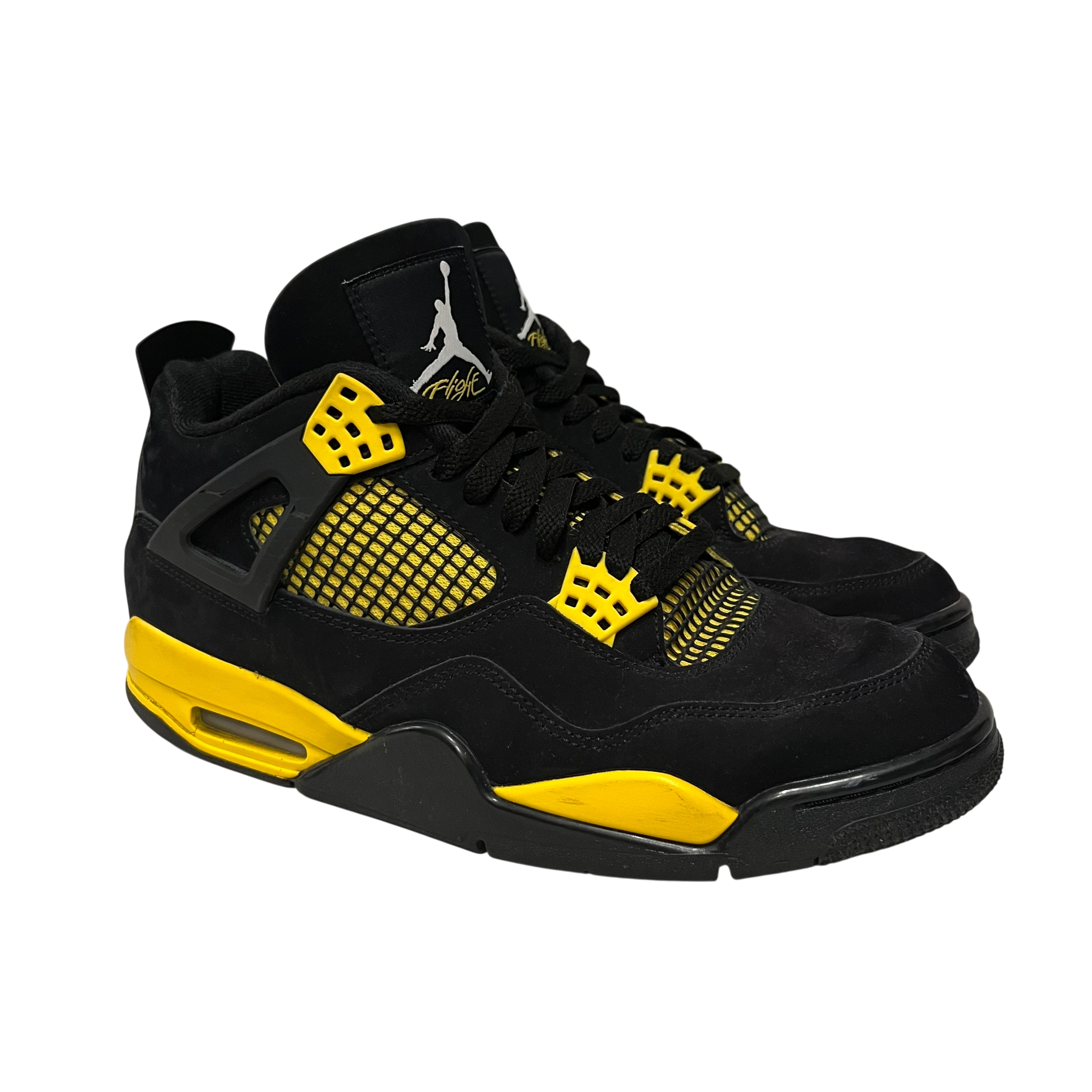JORDAN BRAND/Hi-Sneakers/US 10.5/Suede/BLK/jordan 4 thunder suede blk/yel view 1