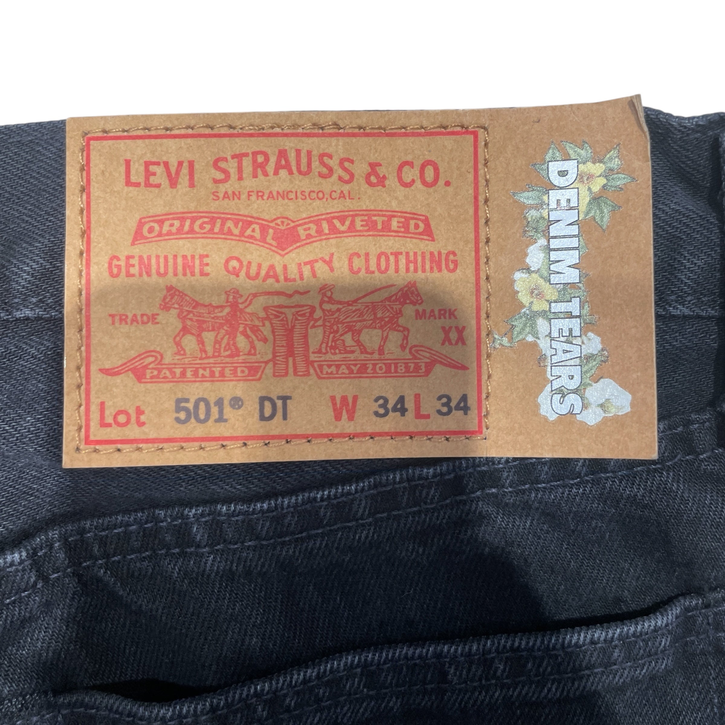 DENIM TEARS/Pants/34/Cotton/BLK/ view 3