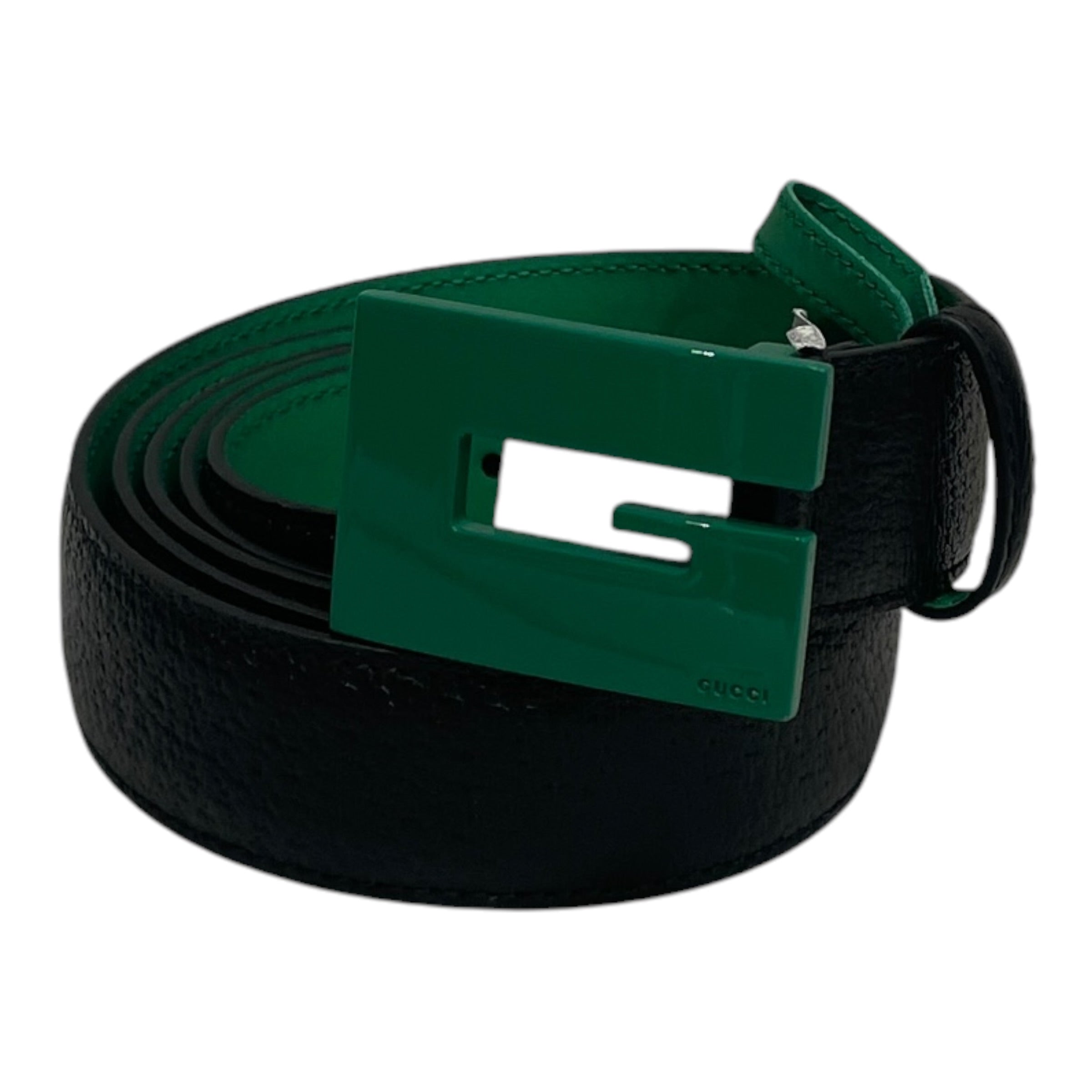 GUCCI/Belt/Leather/BLK/GREEN G BUCKLE view 1