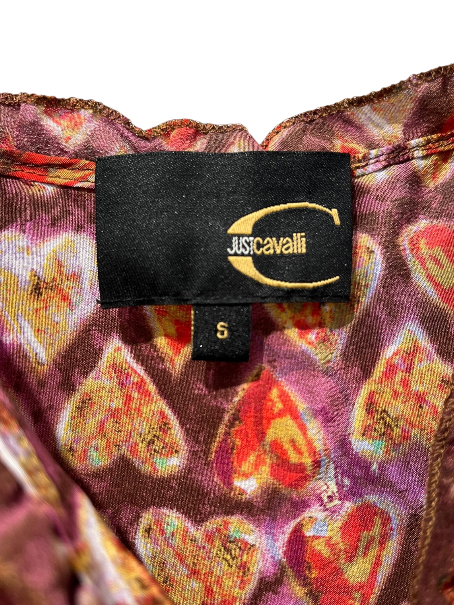 Just cavalli/LS Dress/S/All Over Print/Silk/MLT/Midi Length/HEART PATTERN W/ ROUCHING view 3