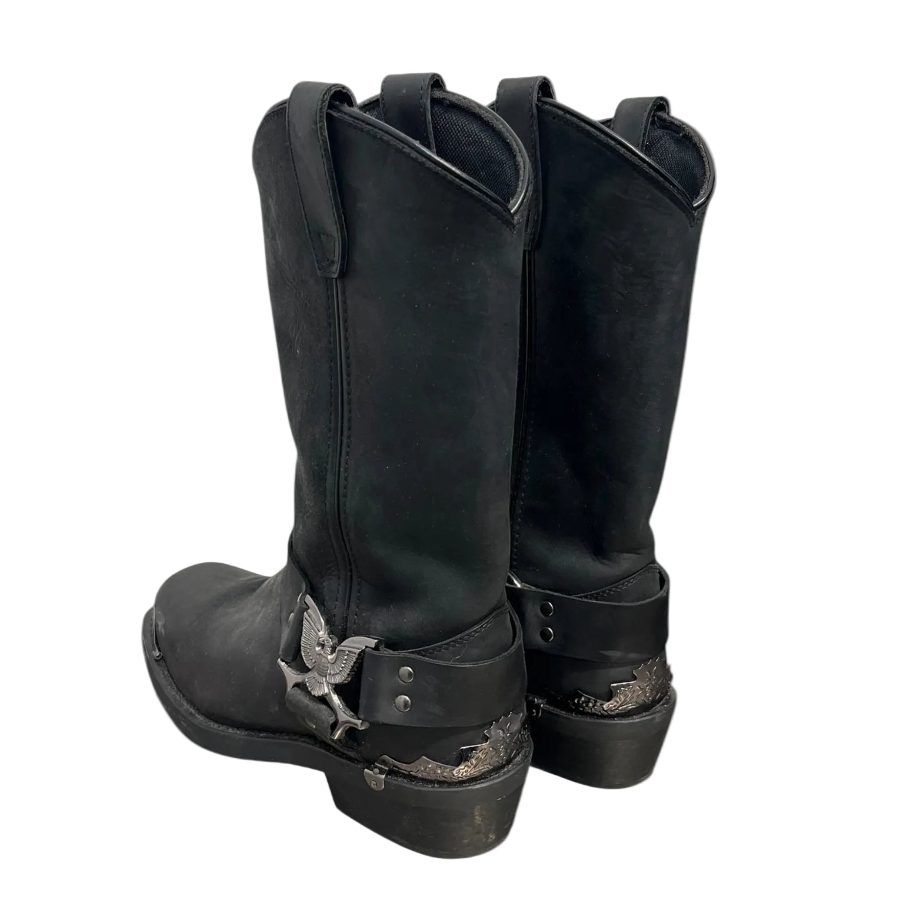 HARLEY DAVIDSON/Biker Boots/US 8.5/Leather/BLK/silver hardware eagle decal view 2