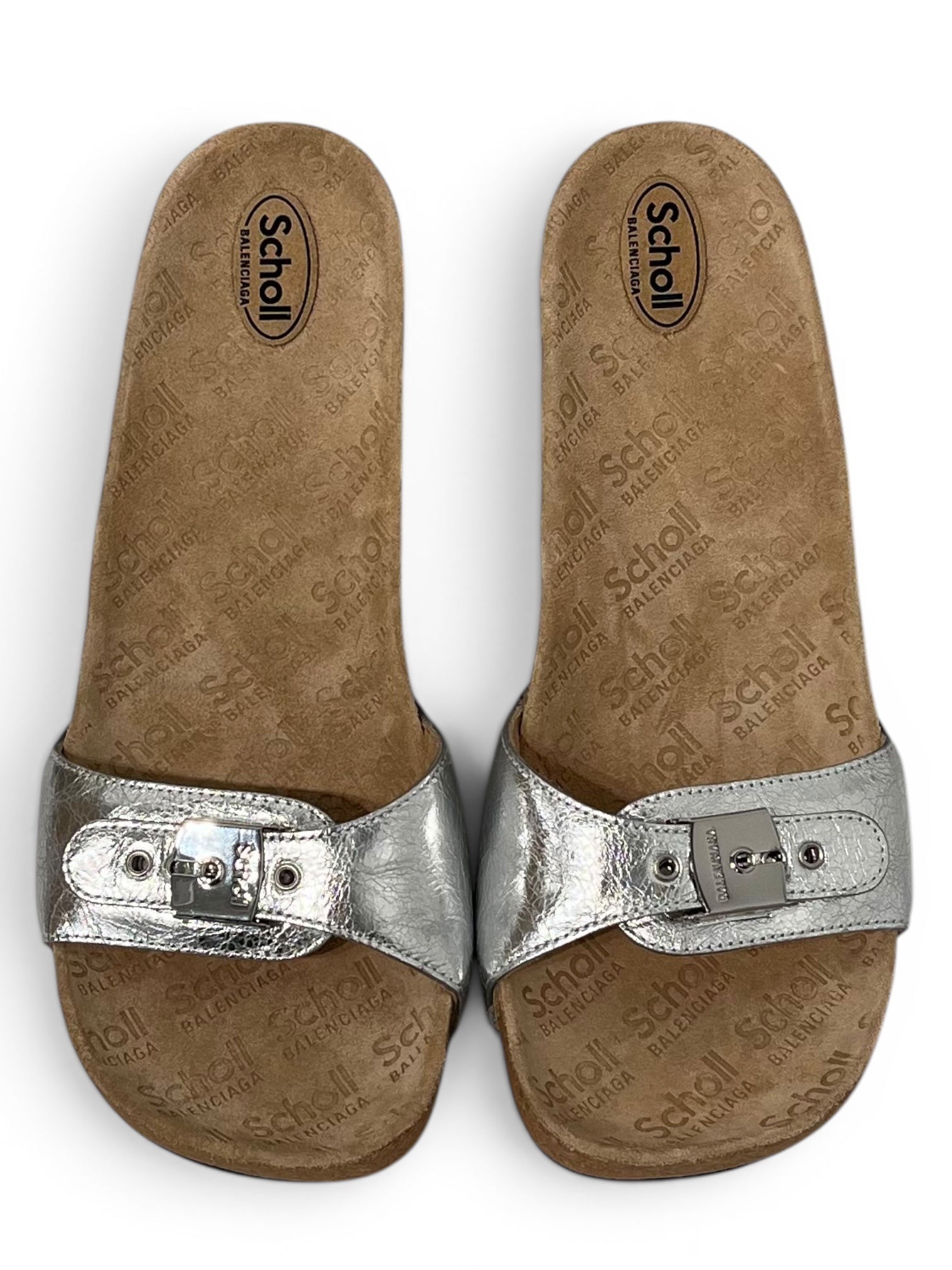 BALENCIAGA/Dr.Scholl/Heels/EU 40/Leather/SLV/Open-Toe/SUEDE SOLE/ BUCKLE view 6
