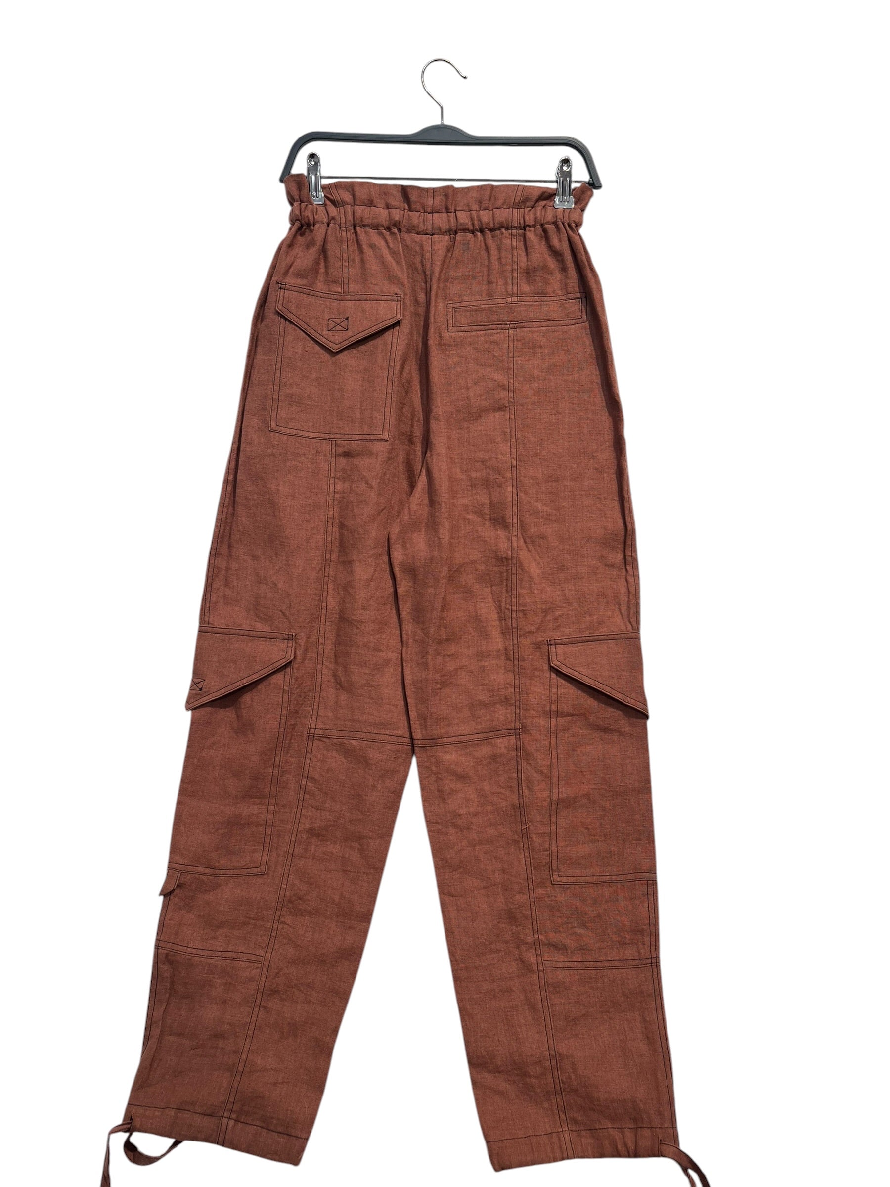 GANNI/Bottoms/34/Cotton/BRW/linen cargo pockets view 2