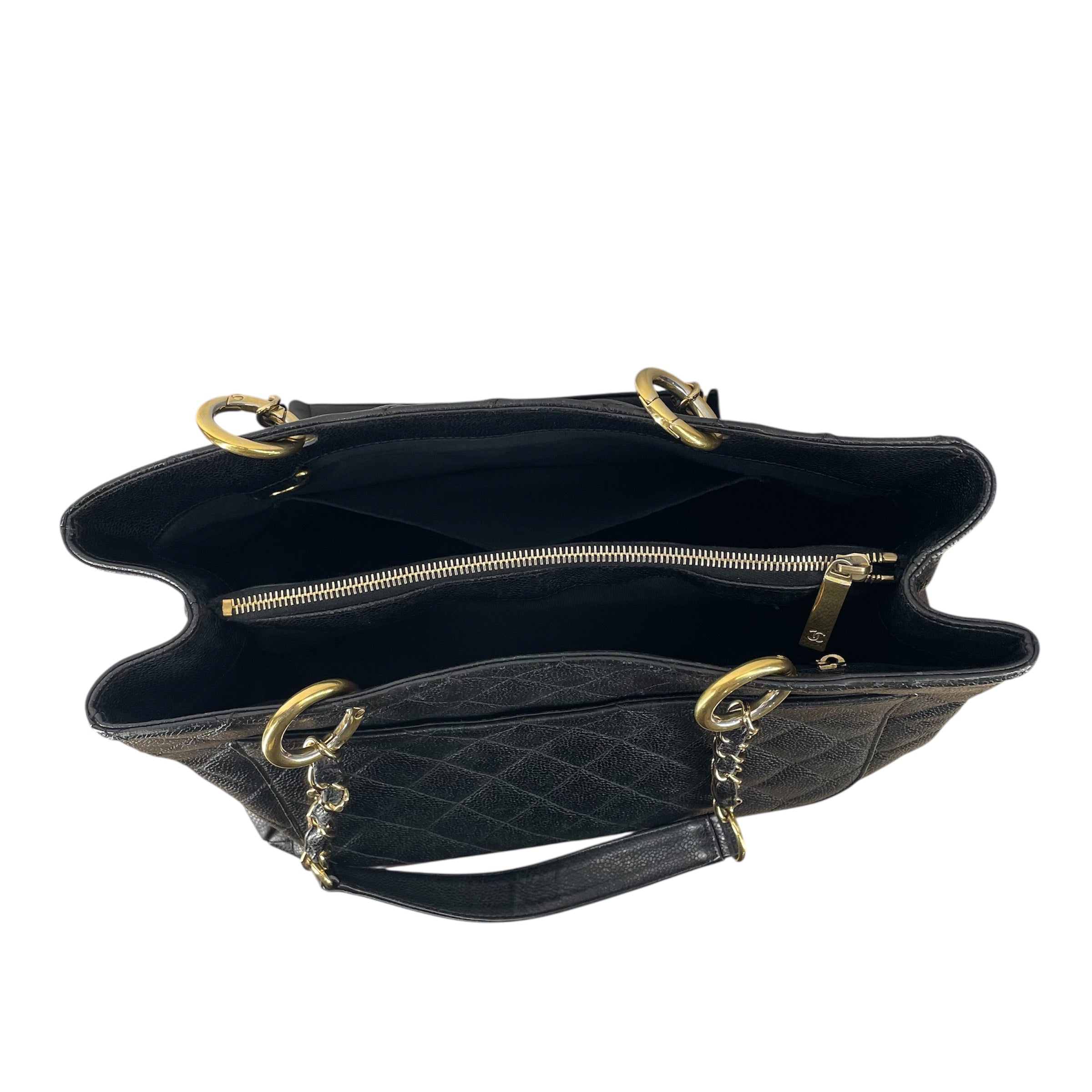 CHANEL/Hand Bag/Leather/BLK/QUILTED GOLD HARDWARE view 4