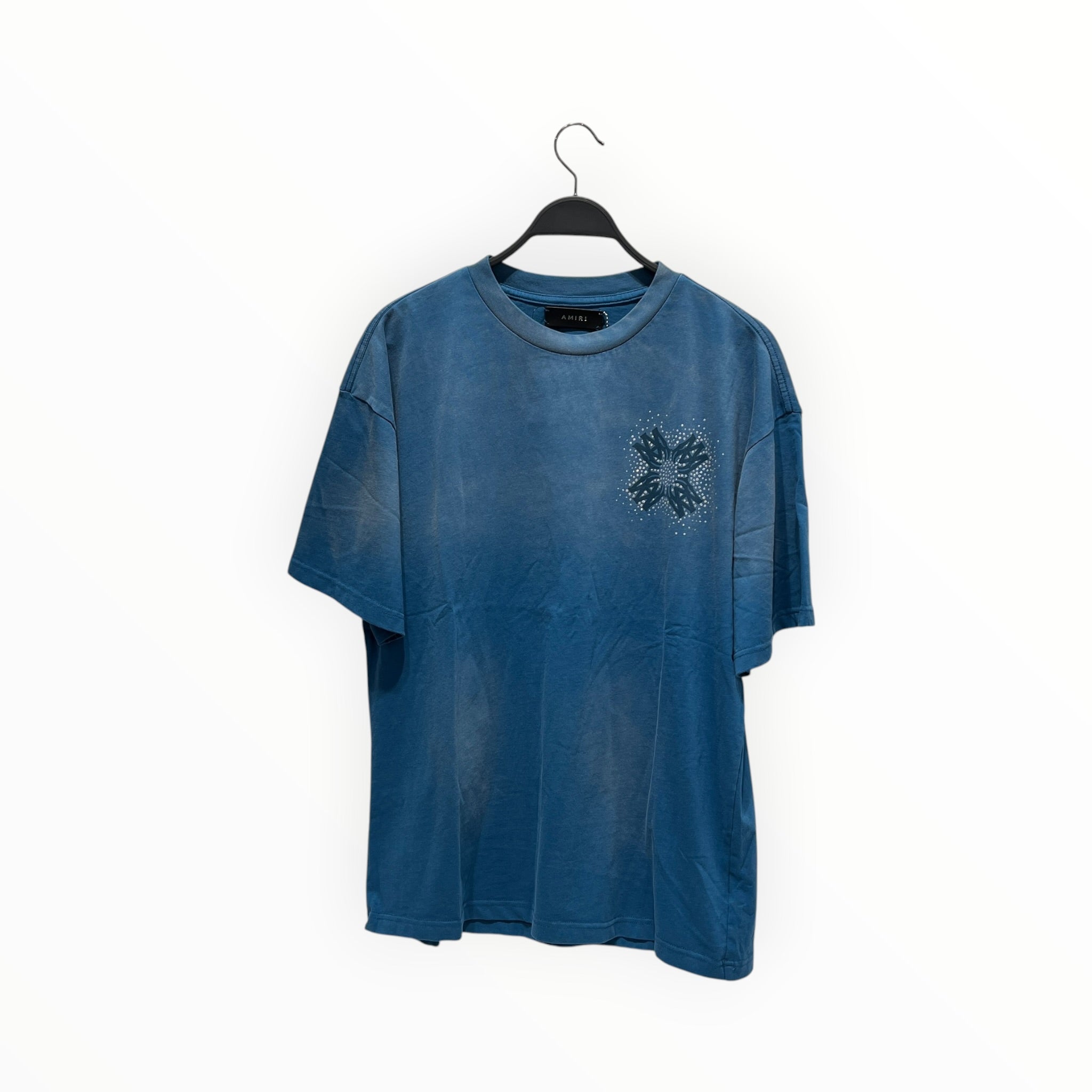 AMIRI/T-Shirt/XL/Cotton/BLU/All Over Print/LOGO WITH SPARKLES view 1