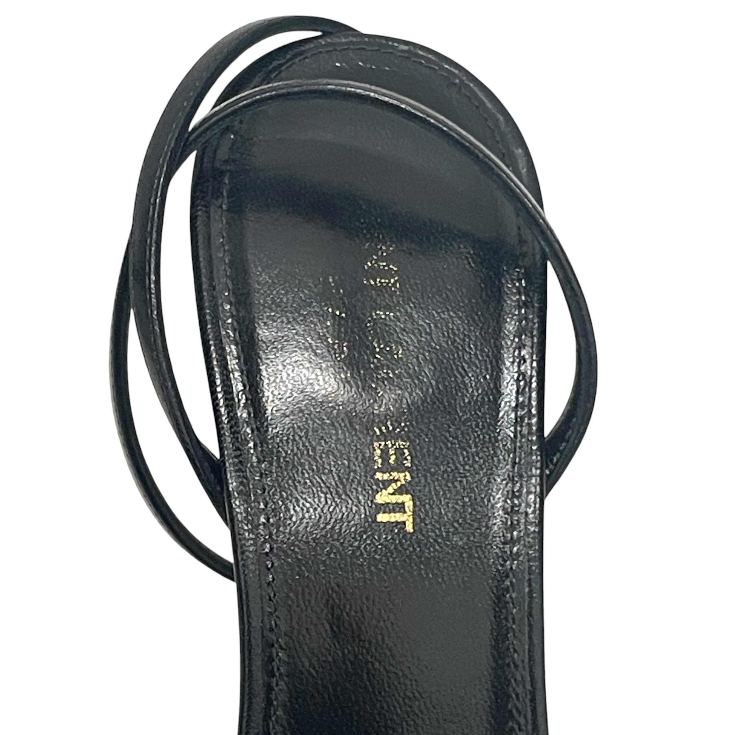 SAINT LAURENT/Heels/EU 37/Leather/BLK/AGNELLO LIMOUSINE STRAP BACK view 3
