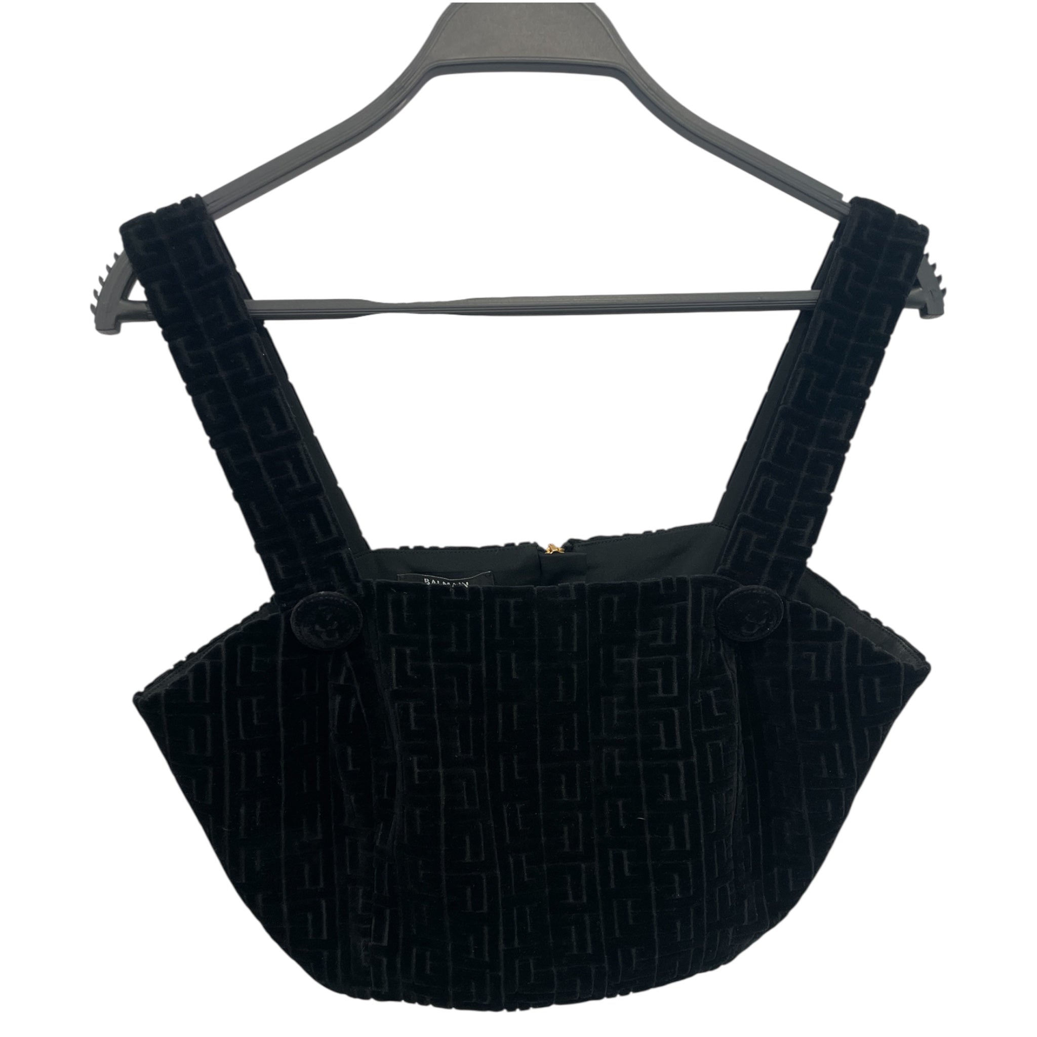 BALMAIN/SL Blouse/M/Cotton/BLK/BALMAIN VELOUR LOGO TOP view 1