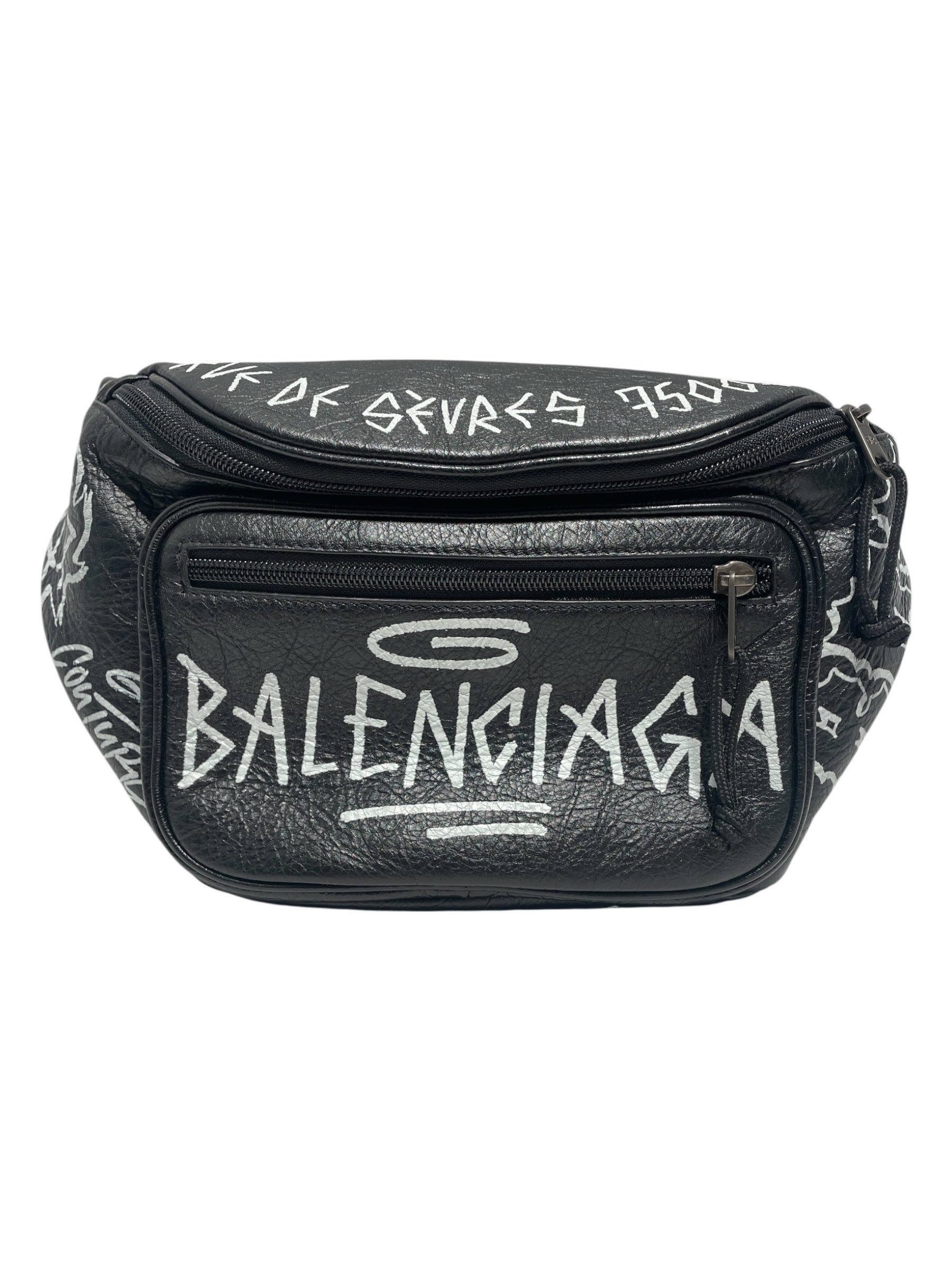 BALENCIAGA/Fanny Pack/Graphic/Leather/BLK/Graffiti Fanny Pack view 1