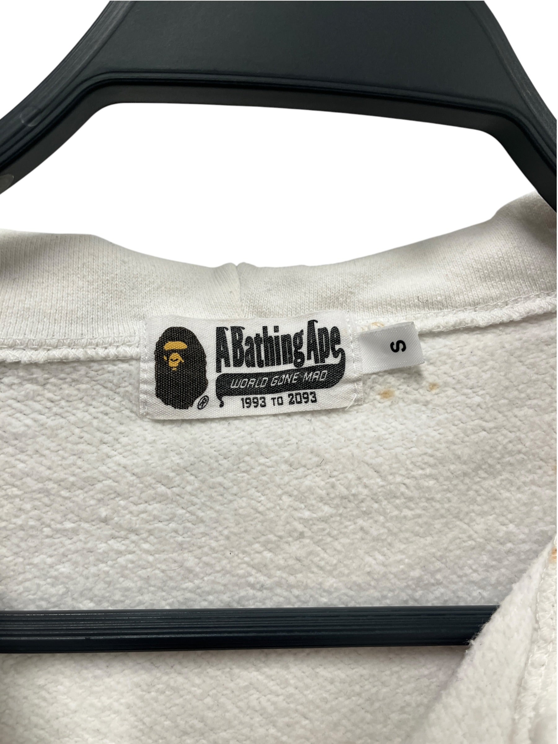 A BATHING APE/Zip Up Hoodie/S/Cotton/WHT/USA SHARK ZULL ZIP, as is view 3
