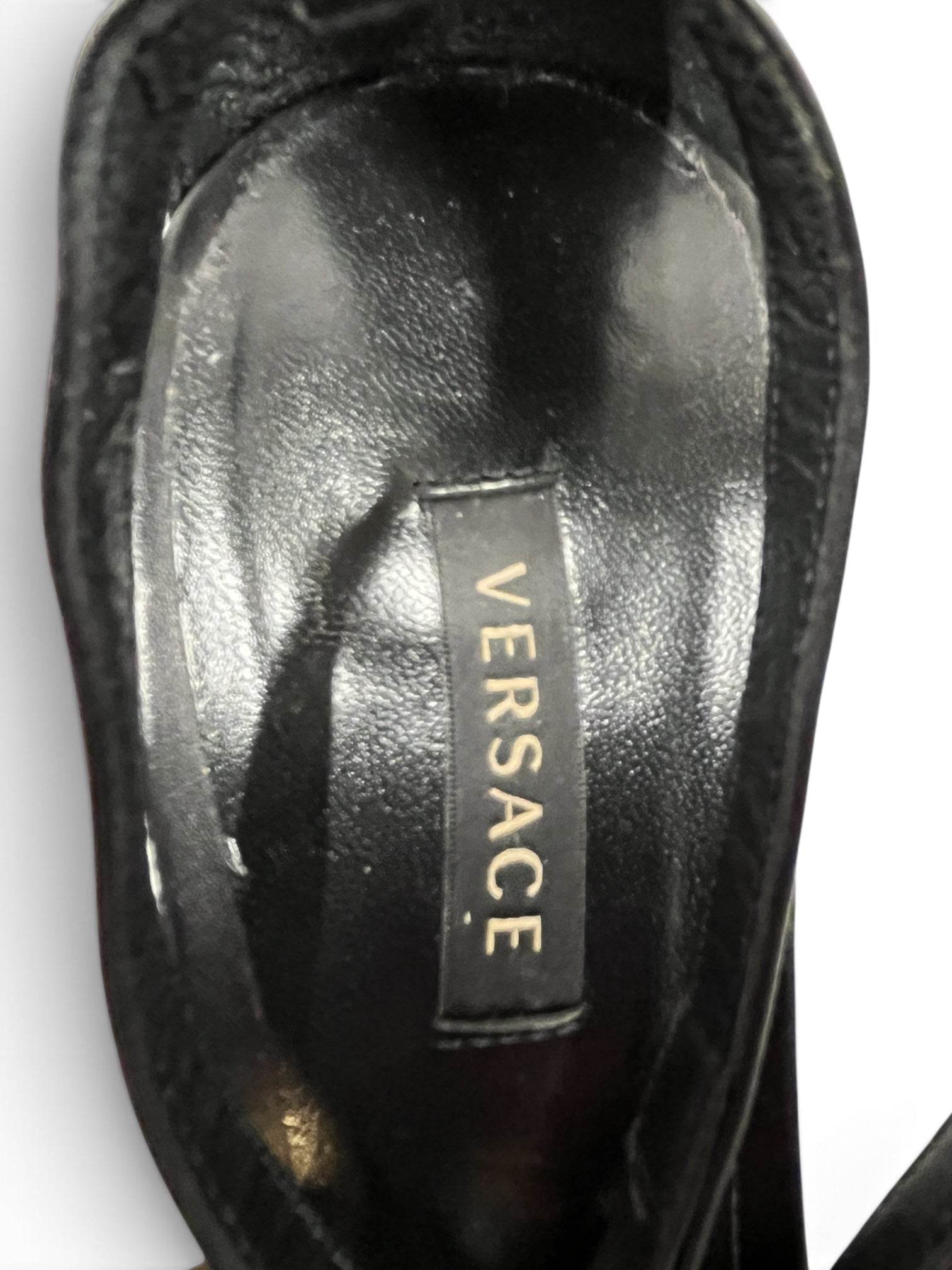 VERSACE/Heels/EU 39/Leather/BLK/Open-Toe/SAFETY PIN view 4