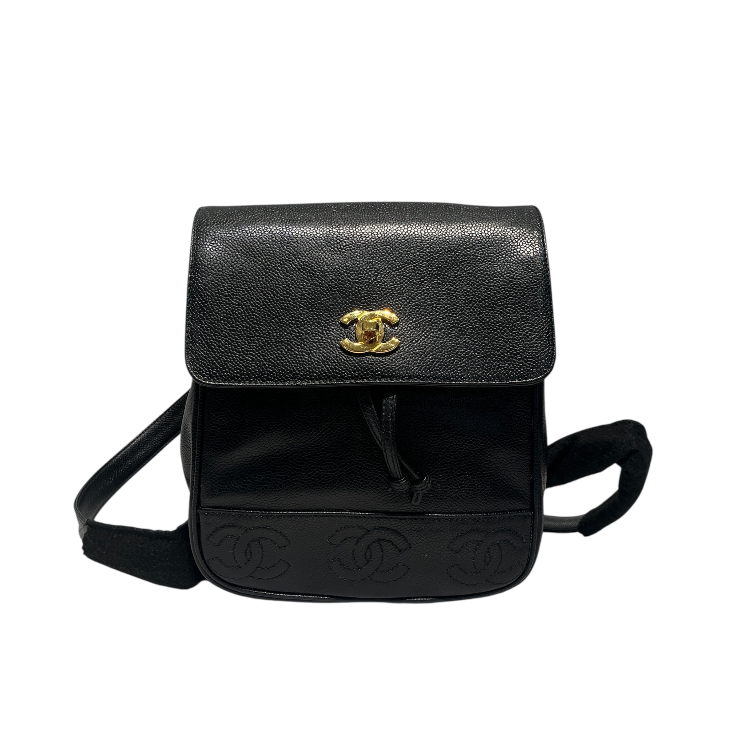 CHANEL/Backpack/Leather/BLK/CAVIAR BACKPACK VTG view 1