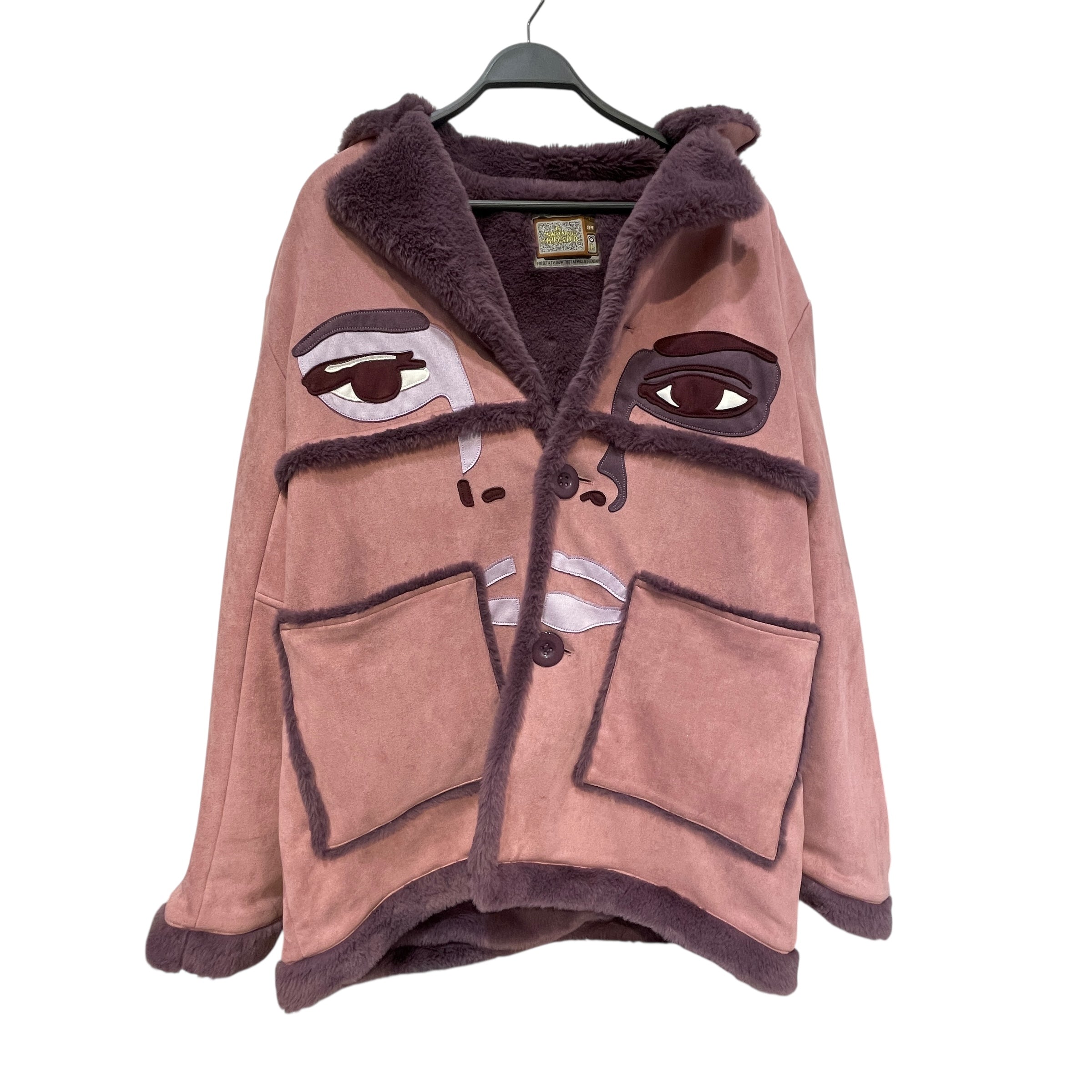 KIDSUPER STUDIOS/Fleece Jkt/L/Suede/PNK/Graphic/Face Suede Collar Coat view 1