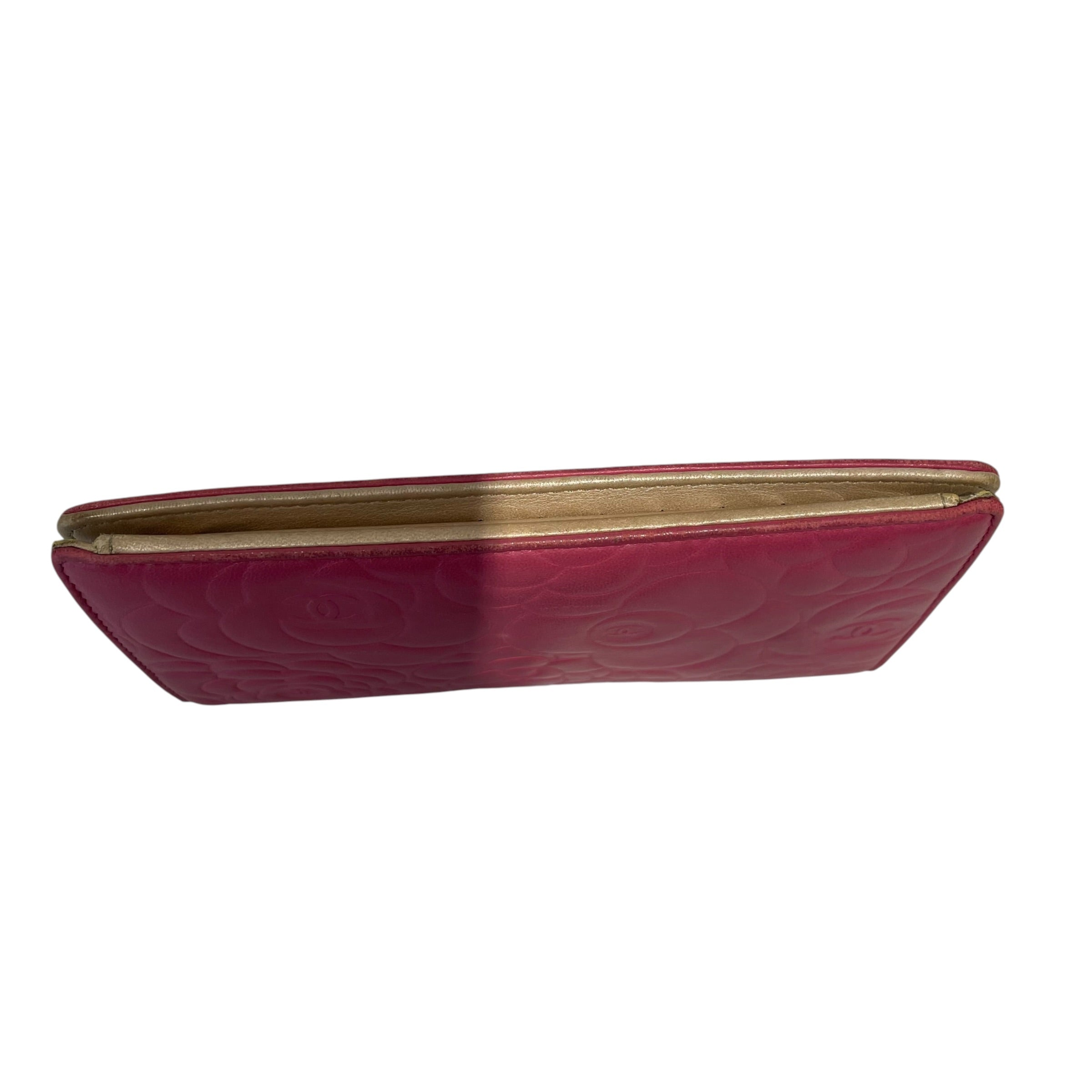 CHANEL/Long Wallet/Floral Pattern/Leather/PNK/L's/Camellia ziparound view 4