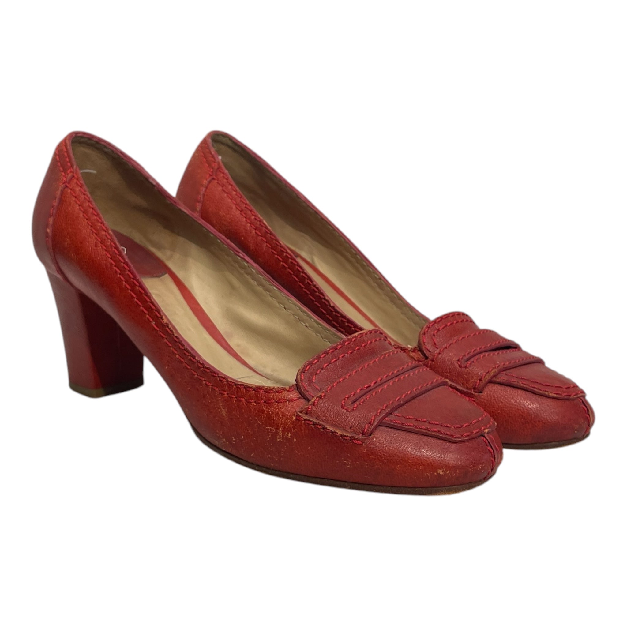 Chloe/Heels/EU 39/Leather/RED/PENNY LOAFER STRAP HEELS view 1