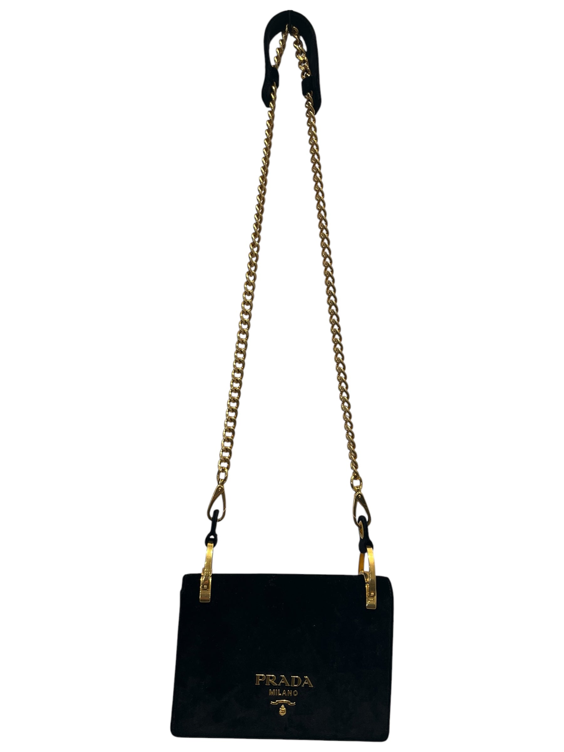 PRADA/Cross Body Bag/Velour/BLK/PATTINA VELVET GLD view 3