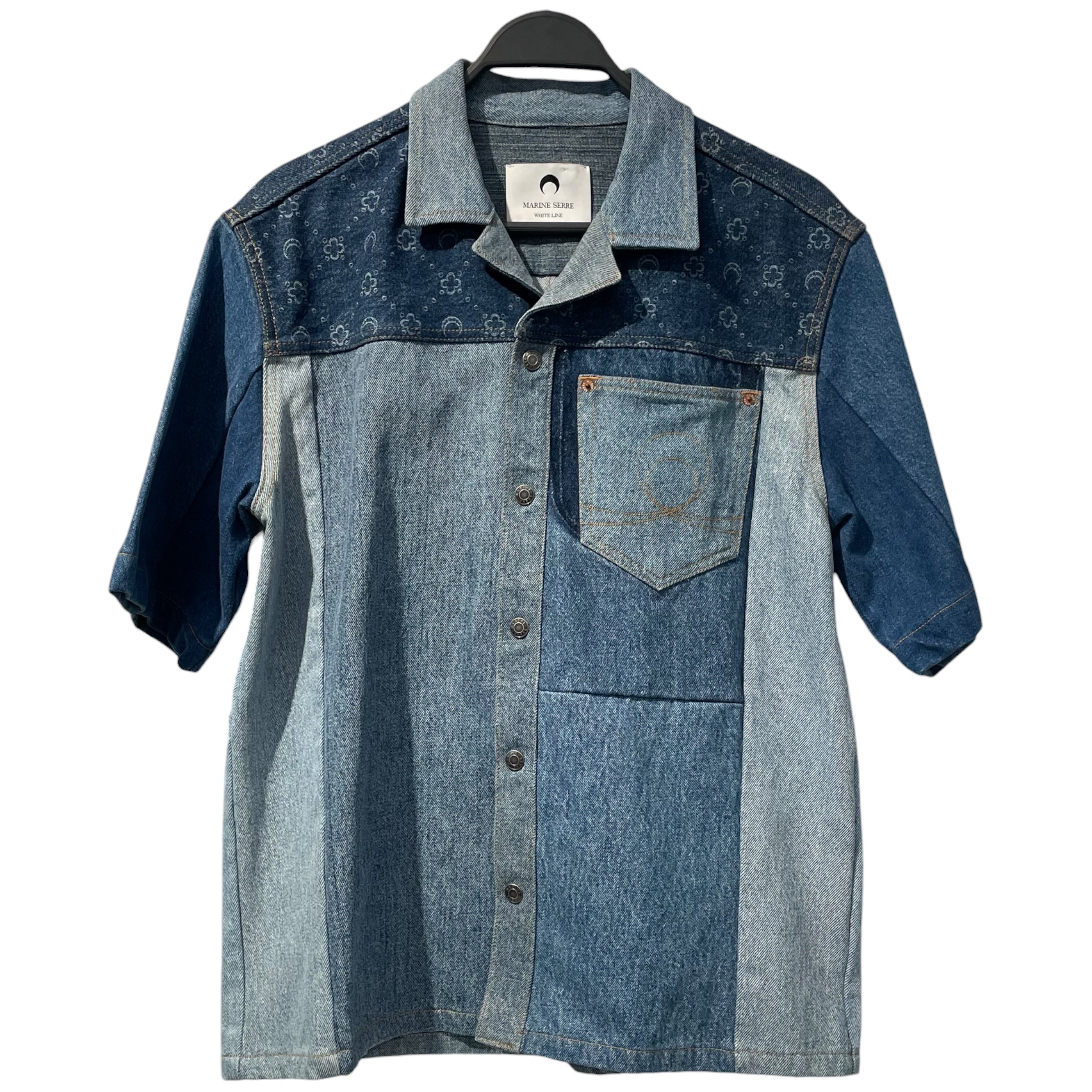 MARINE SERRE/LS Shirt/M/Cotton/BLU/Monogram/marine serre white line shirt view 1