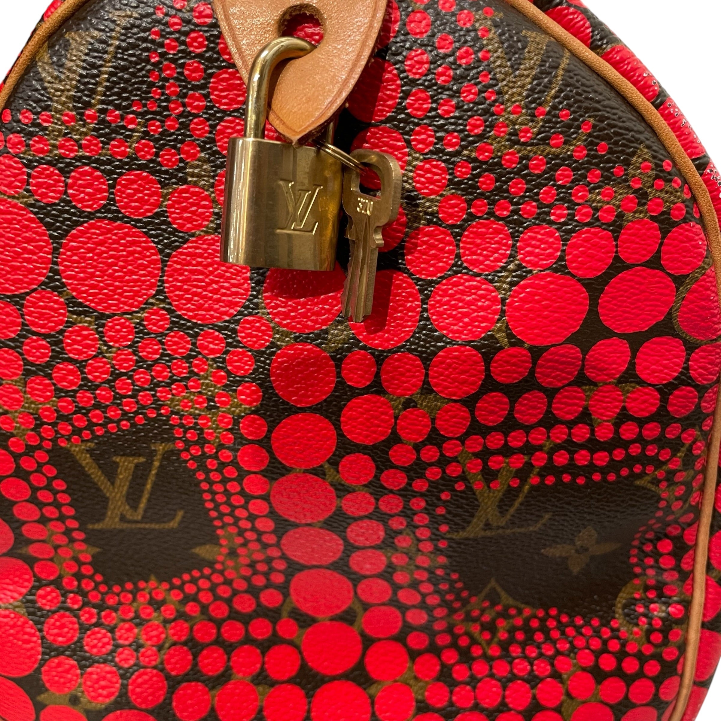 LOUIS VUITTON/Hand Bag/Graphic/Leather/RED/town speedy 30 yayoi kusama view 7