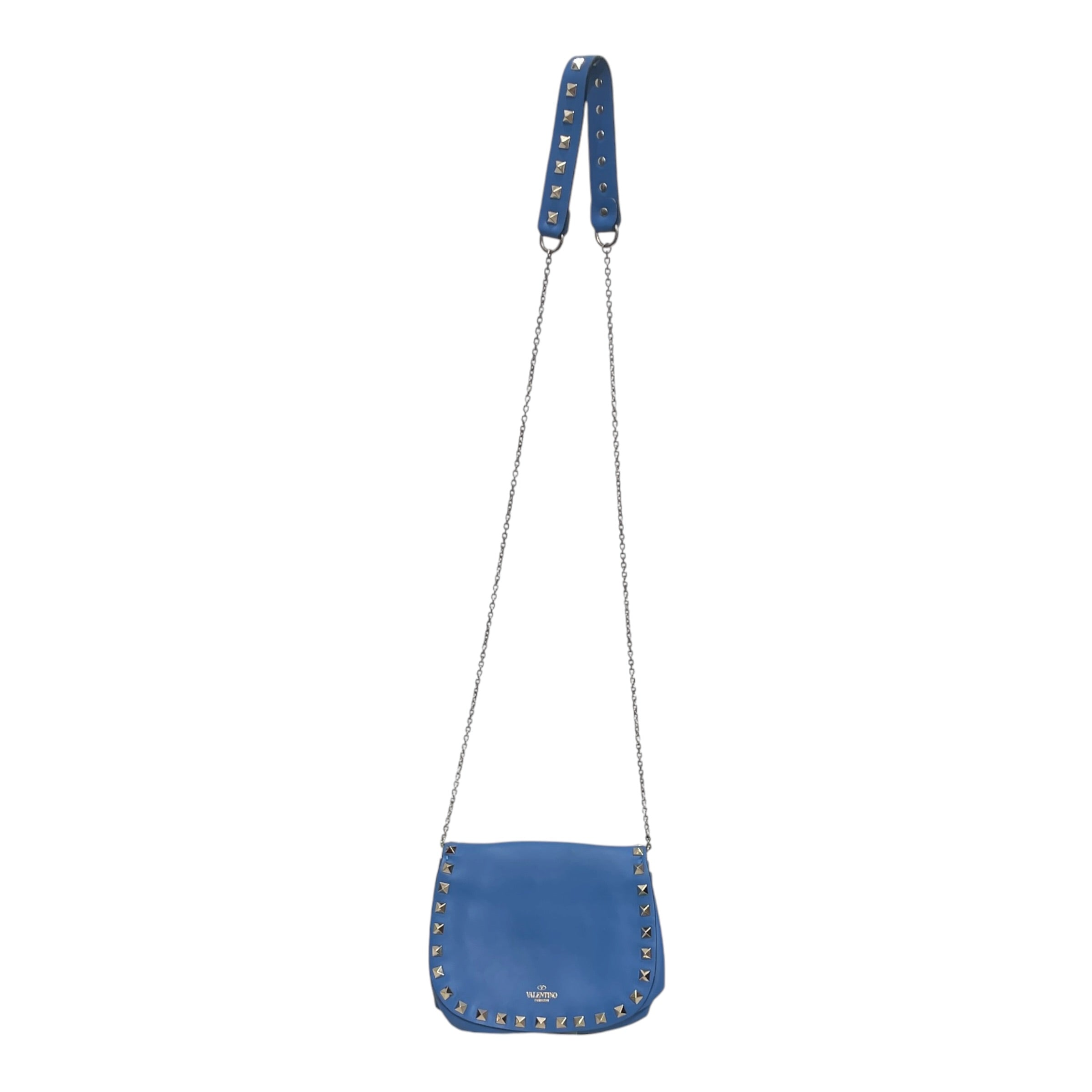 VALENTINO/Cross Body Bag/Leather/BLU/TRIANGULAR STUDDED TRIM FLAP view 2