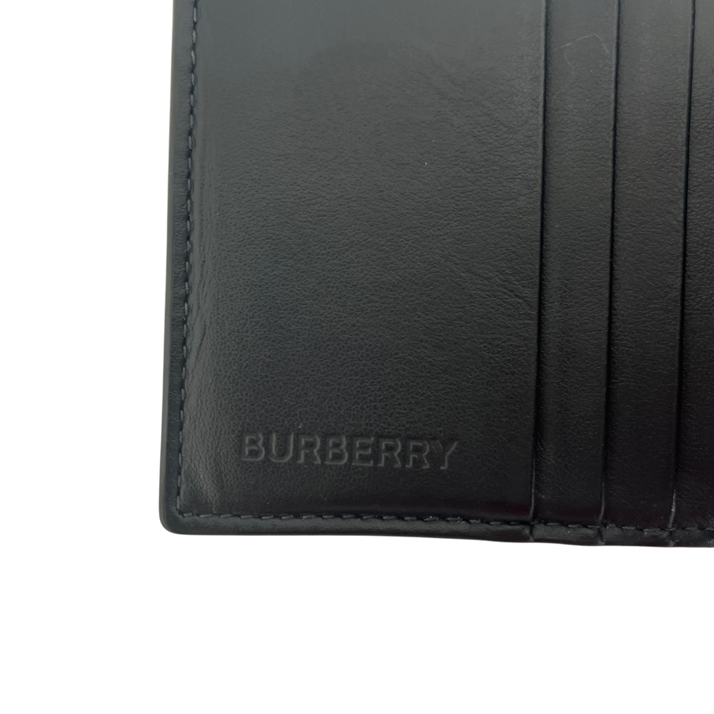 BURBERRY LONDON/Bifold Wallet/Plaid/Leather/BLK/M's/Metal Plate Logo view 5