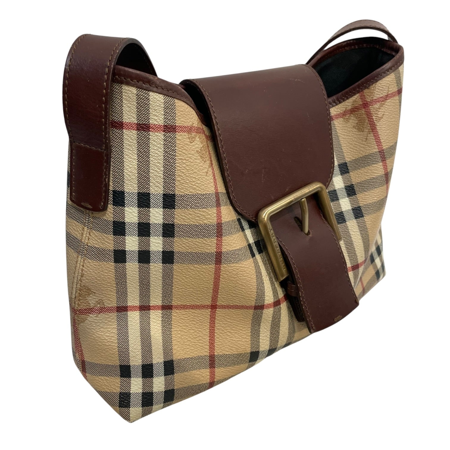 BURBERRY/Hand Bag/Plaid/Leather/KHK/BROOK LEATHER HANDBAG view 3